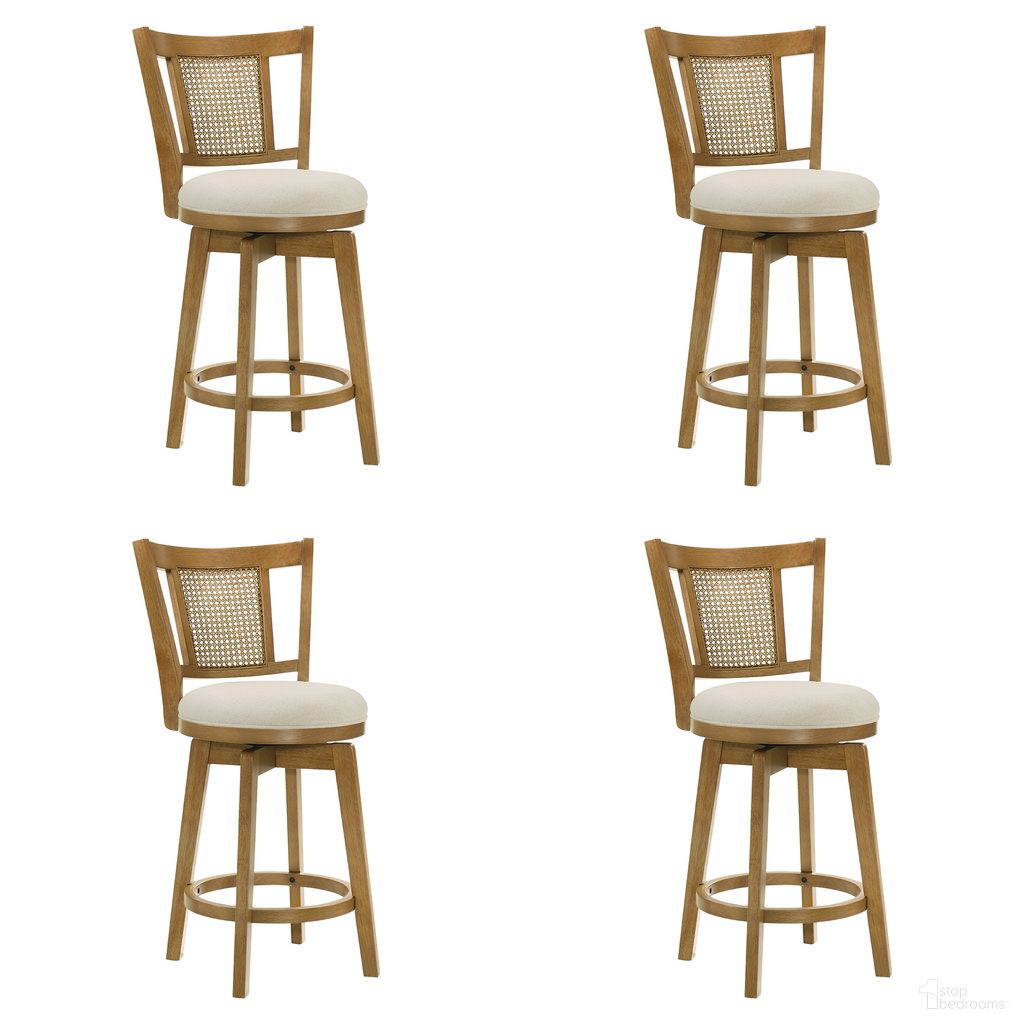 Isla 26 Inch Counter Height Swivel Barstool Set of 4 In Ivory and Amber Glow