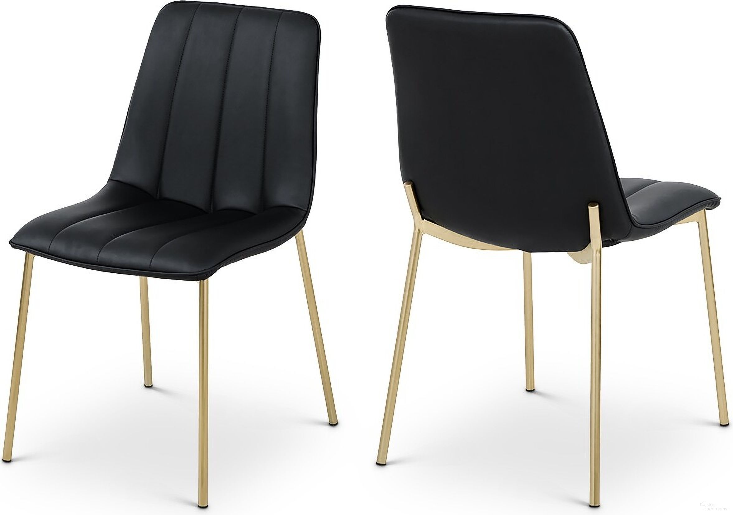 Isla Vegan Leather Dining Chair Set of 2 In Black