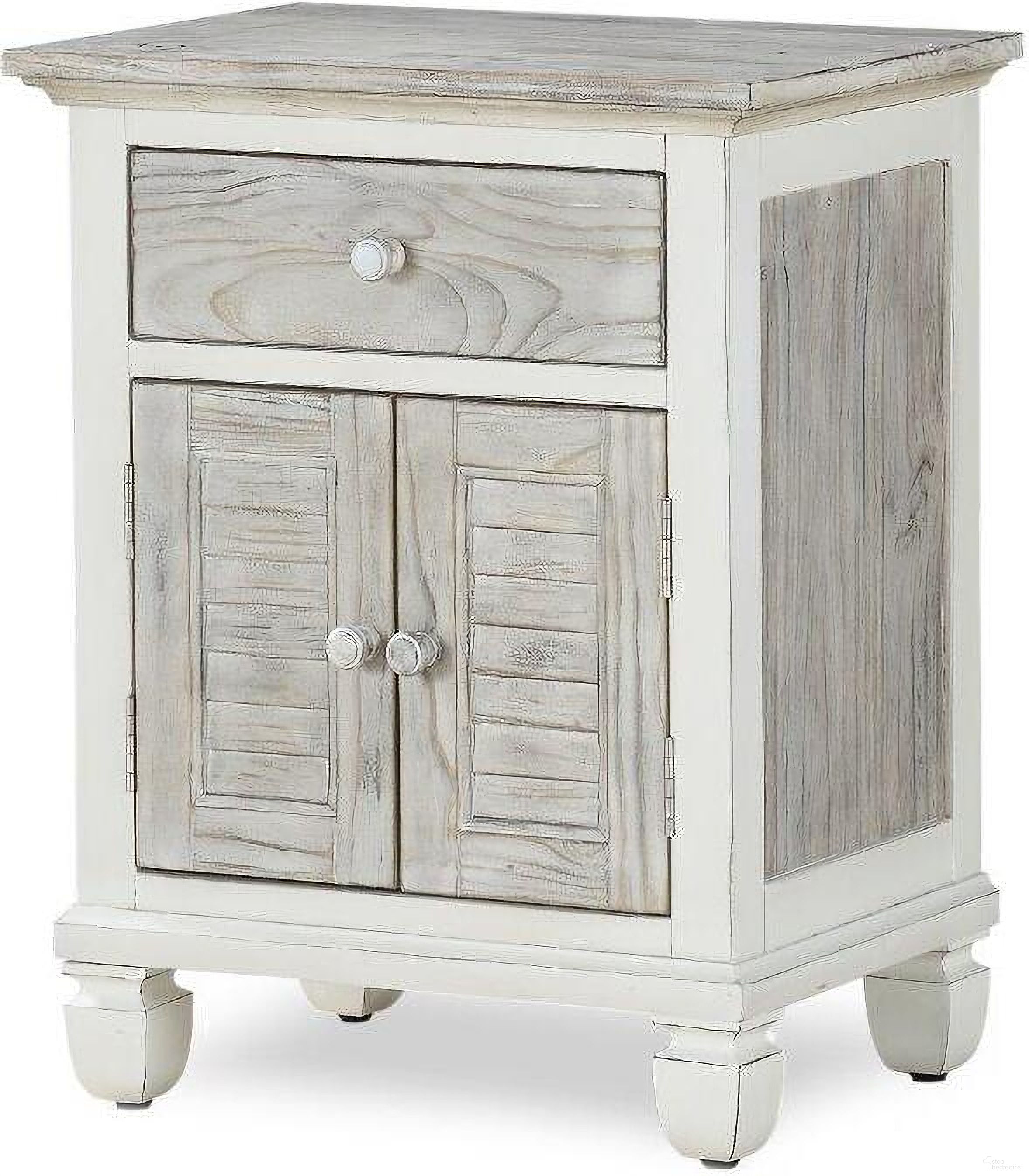 The appearance of Islamorada 1 Drawer With 2 Door Nightstand In White And Grey designed by Sea Winds Trading in the transitional interior design. This white and grey piece of furniture was selected by 1StopBedrooms from Islamorada Collection to add a touch of cosiness and style into your home. Sku: B23332-DAPGREY. Material: Wood.