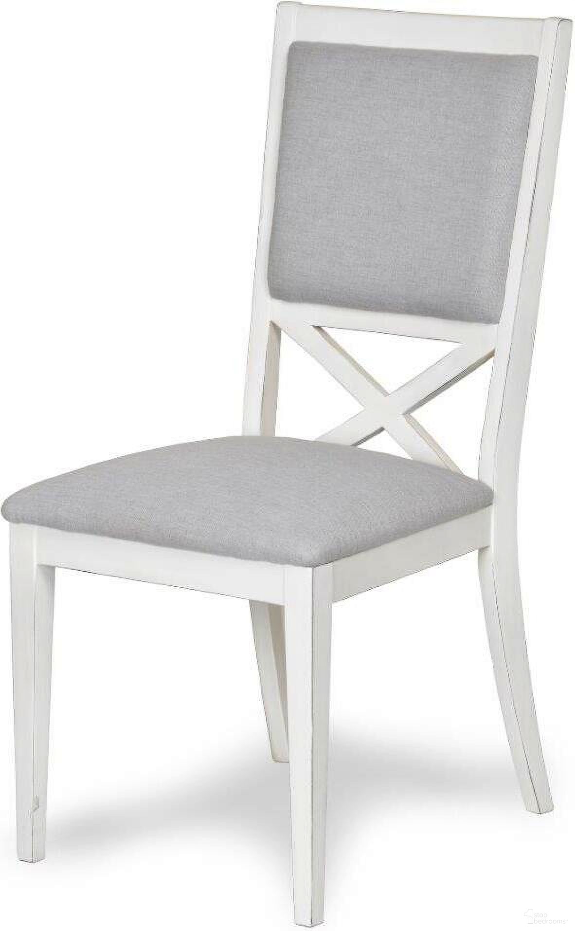 The appearance of Islamorada Upholstered Dining Chair In White And Grey designed by Sea Winds Trading in the modern / contemporary interior design. This white and grey piece of furniture  was selected by 1StopBedrooms from Islamorada Collection to add a touch of cosiness and style into your home. Sku: D23381-BLANC. Material: Wood. Chair Type: Side Chair.