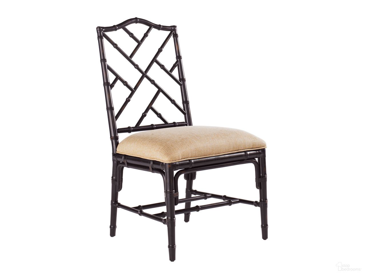 The appearance of Island Estate Ceylon Side Chair In Noche designed by Tommy Bahama in the traditional interior design. This noche piece of furniture  was selected by 1StopBedrooms from Island Estate Collection to add a touch of cosiness and style into your home. Sku: 532-882-447311. Material: Rattan. Chair Type: Side Chair.