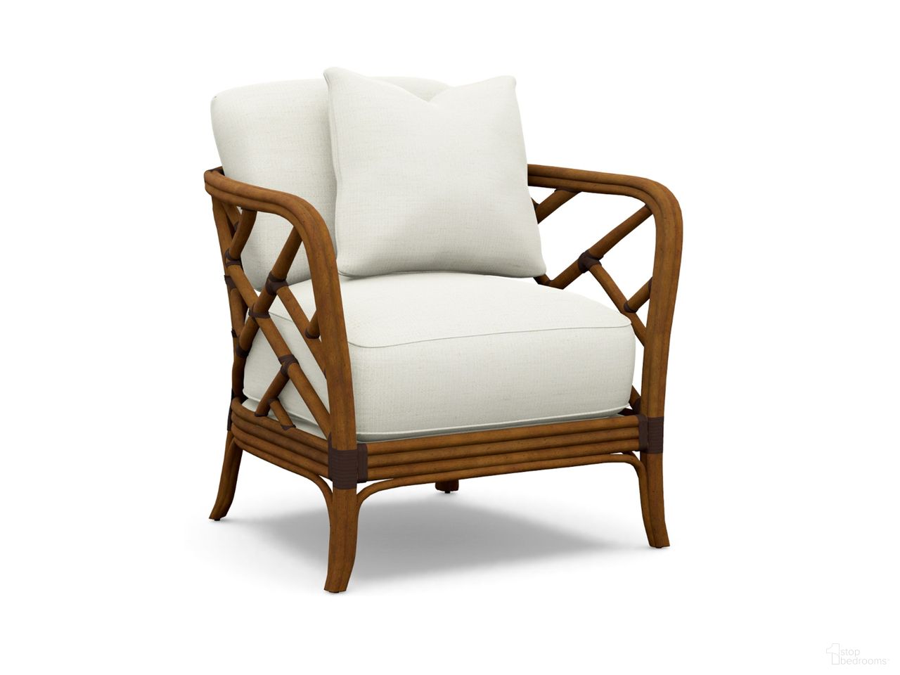 The appearance of Island Estate Palm Chair In White designed by Tommy Bahama in the bohemian interior design. This white piece of furniture  was selected by 1StopBedrooms from Island Estate Collection to add a touch of cosiness and style into your home. Sku: 1708-11-44.