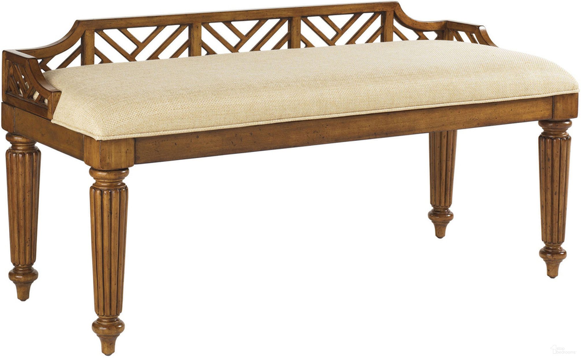 The appearance of Island Estate Plantain Bed Bench In Plantation designed by Tommy Bahama in the coastal interior design. This plantation piece of furniture was selected by 1StopBedrooms from Island Estate Collection to add a touch of cosiness and style into your home. Sku: 531-536-40.