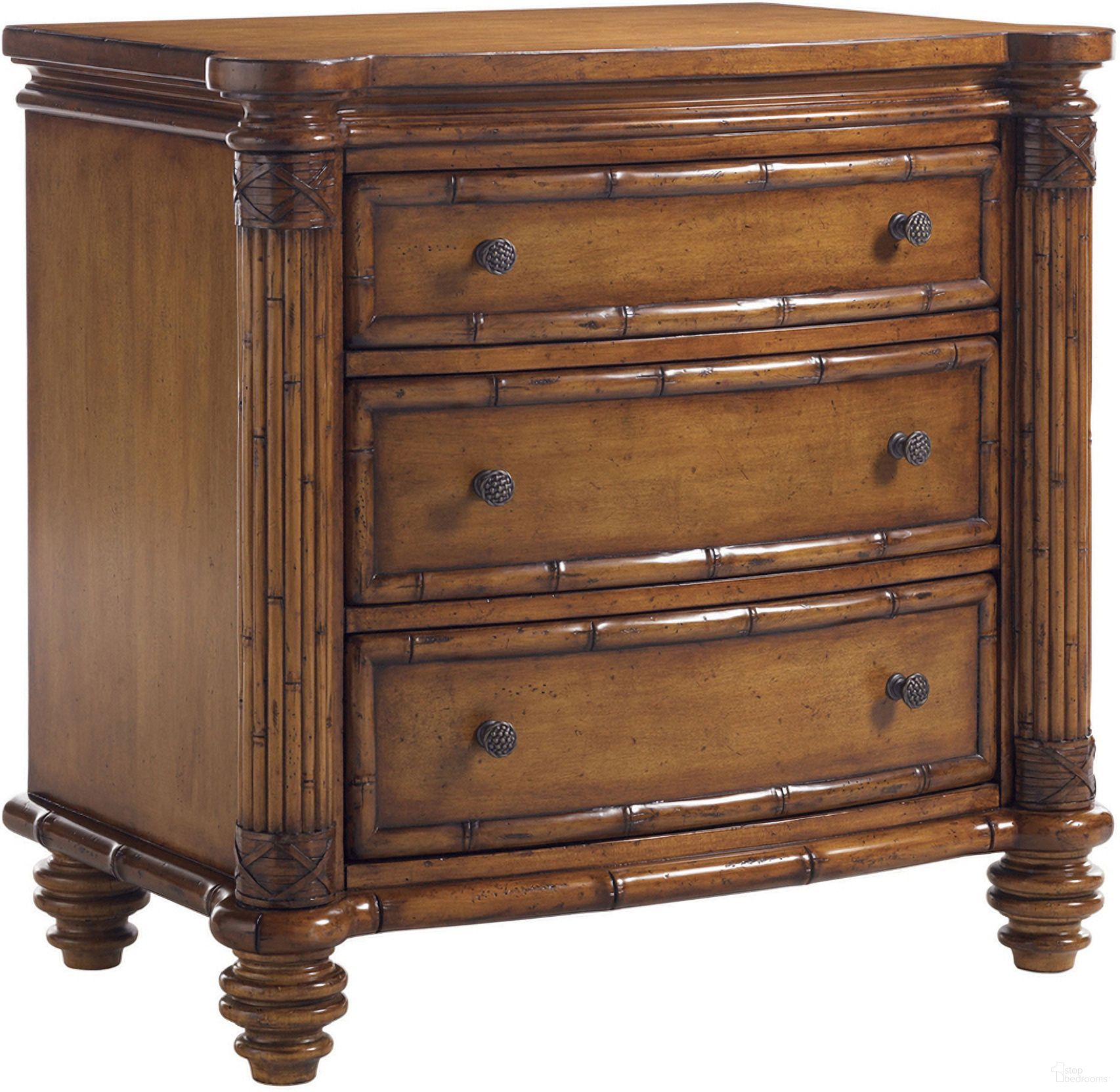 The appearance of Island Estate Barbados Nightstand In Plantation designed by Tommy Bahama in the traditional interior design. This plantation piece of furniture was selected by 1StopBedrooms from Island Estate Collection to add a touch of cosiness and style into your home. Sku: 531-623. Material: Rattan.