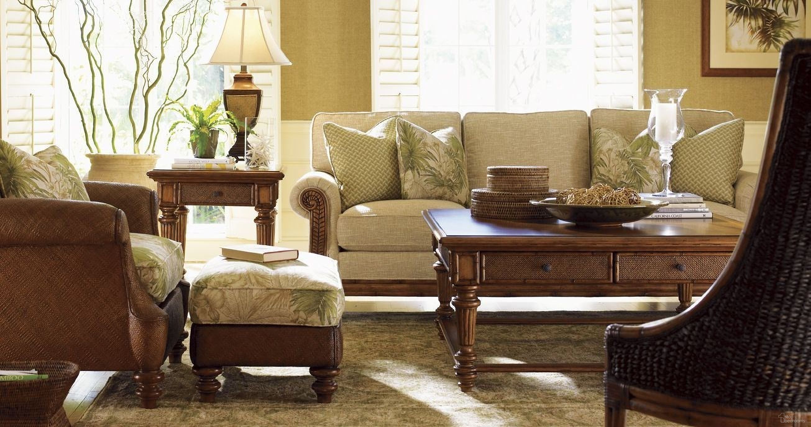 The appearance of Island Estate Plantation Brown Boca Occasional Table Set designed by Tommy Bahama in the traditional interior design. This plantation piece of furniture was selected by 1StopBedrooms from Island Estate Collection to add a touch of cosiness and style into your home. Sku: 531-953;01-0531-944. Material: Rattan.