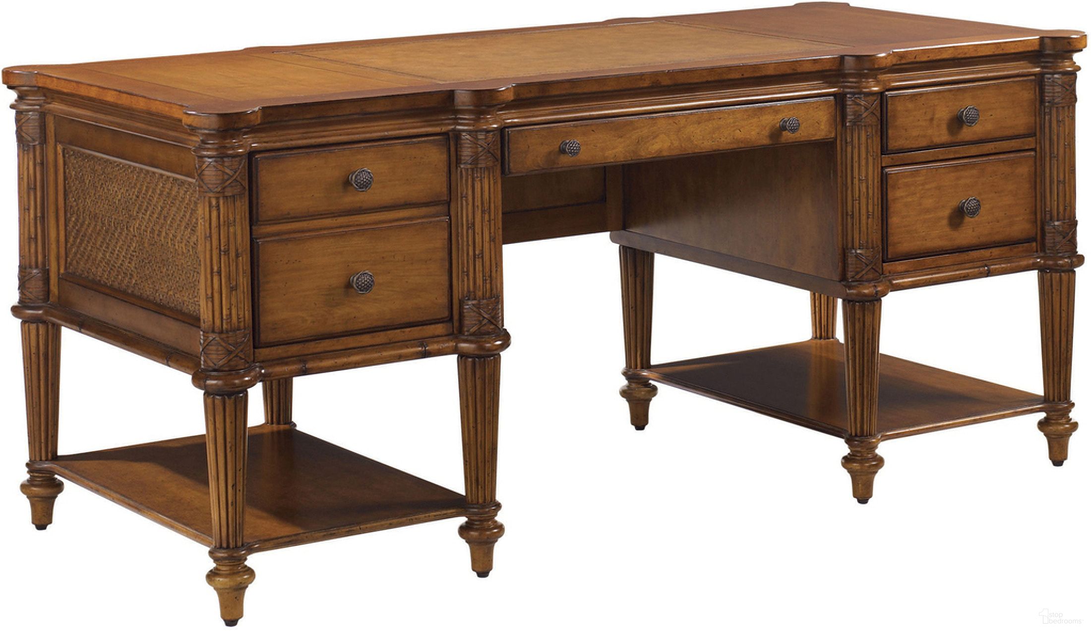 The appearance of Island Estate Fraser Island Desk In Plantation designed by Tommy Bahama in the traditional interior design. This plantation piece of furniture was selected by 1StopBedrooms from Island Estate Collection to add a touch of cosiness and style into your home. Sku: 531-933. Material: Rattan.