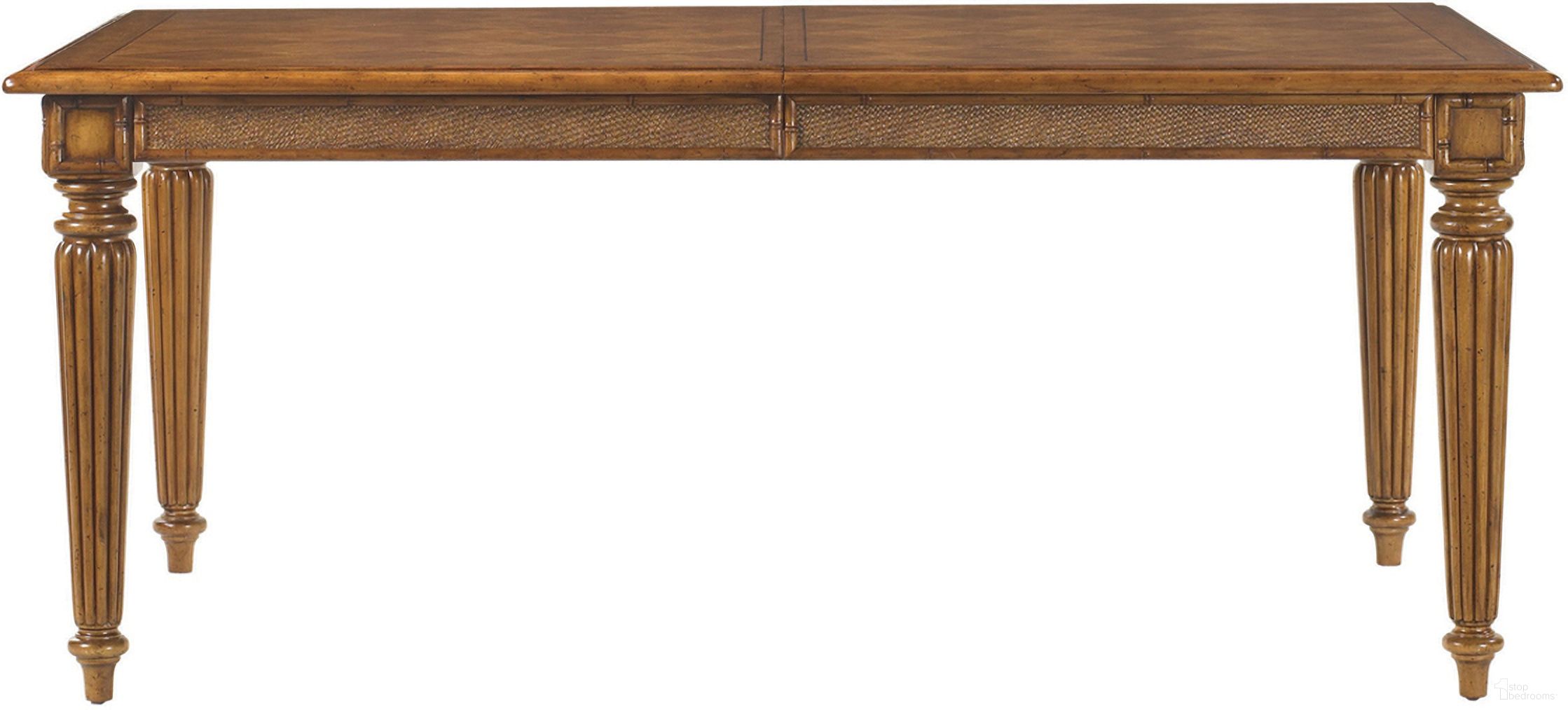 The appearance of Island Estate Grenadine Rectangular Dining Table In Plantation designed by Tommy Bahama in the traditional interior design. This plantation piece of furniture was selected by 1StopBedrooms from Island Estate Collection to add a touch of cosiness and style into your home. Sku: 531-877. Table Base Style: Legs. Material: Rattan. Table Top Shape: Rectangular. Size: 44" x 73".