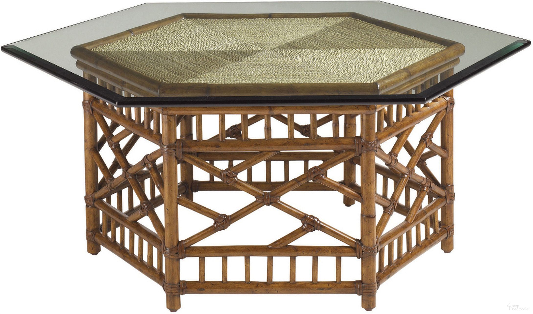 The appearance of Island Estate Key Largo Cocktail Table with Glass Top In Plantation designed by Tommy Bahama in the traditional interior design. This plantation piece of furniture was selected by 1StopBedrooms from Island Estate Collection to add a touch of cosiness and style into your home. Sku: 531-947C. Material: Rattan.