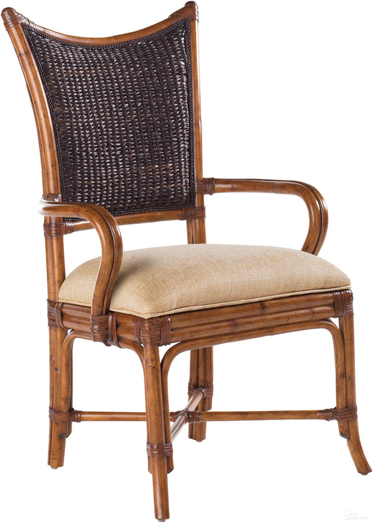 The appearance of Island Estate Mangrove Arm Chair In Plantation designed by Tommy Bahama in the traditional interior design. This plantation piece of furniture was selected by 1StopBedrooms from Island Estate Collection to add a touch of cosiness and style into your home. Sku: 531-881-01. Material: Rattan. Chair Type: Arm Chair.