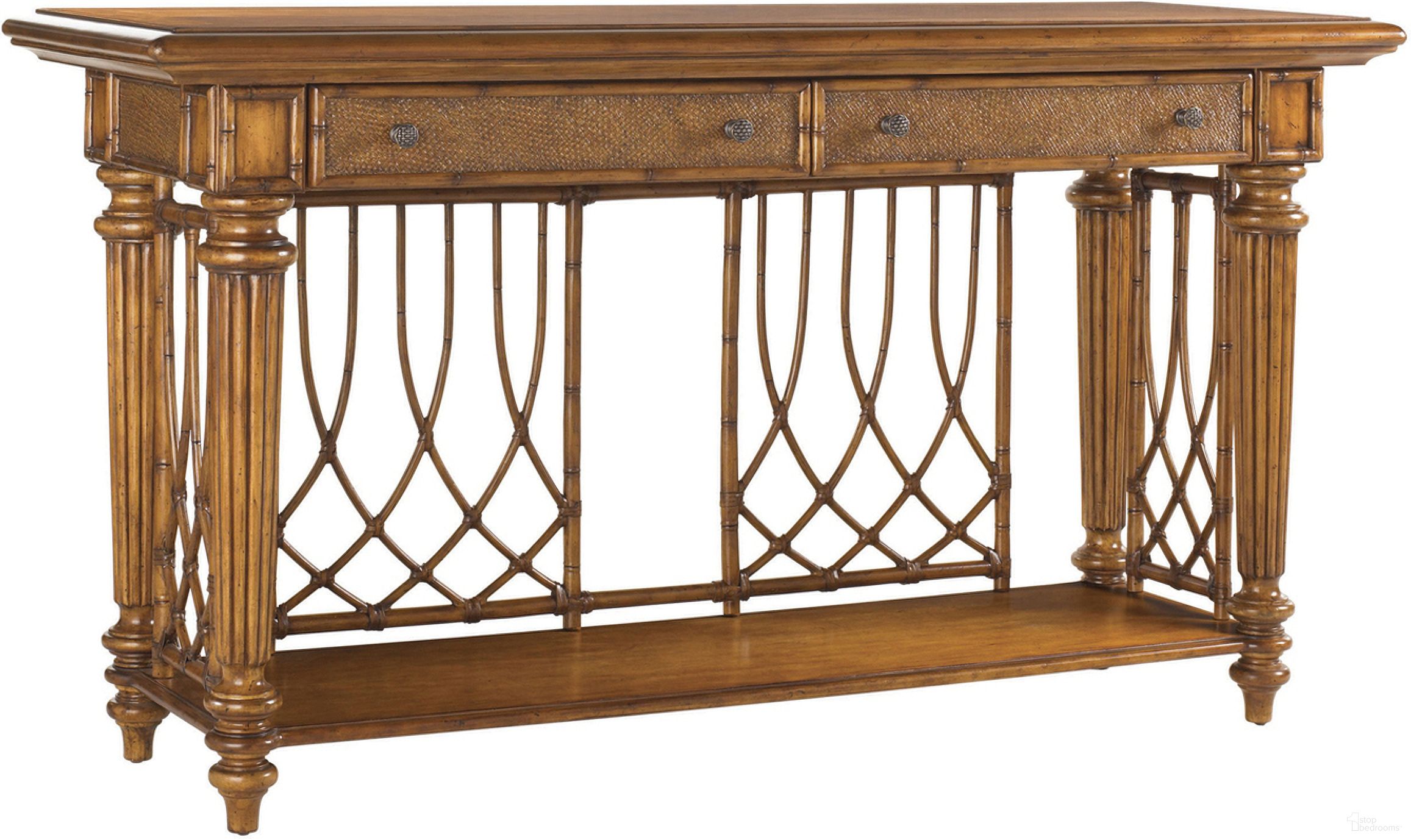The appearance of Island Estate Nassau Sideboard In Plantation designed by Tommy Bahama in the traditional interior design. This plantation piece of furniture was selected by 1StopBedrooms from Island Estate Collection to add a touch of cosiness and style into your home. Sku: 531-869. Material: Rattan.
