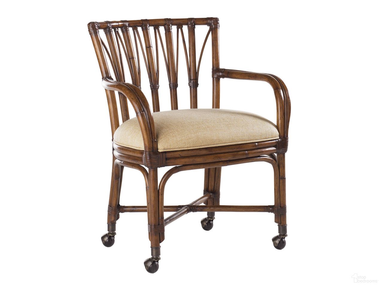 The appearance of Island Estate Samba Game Chair In Plantation designed by Tommy Bahama in the traditional interior design. This plantation piece of furniture was selected by 1StopBedrooms from Island Estate Collection to add a touch of cosiness and style into your home. Sku: 531-982-01. Material: Rattan.