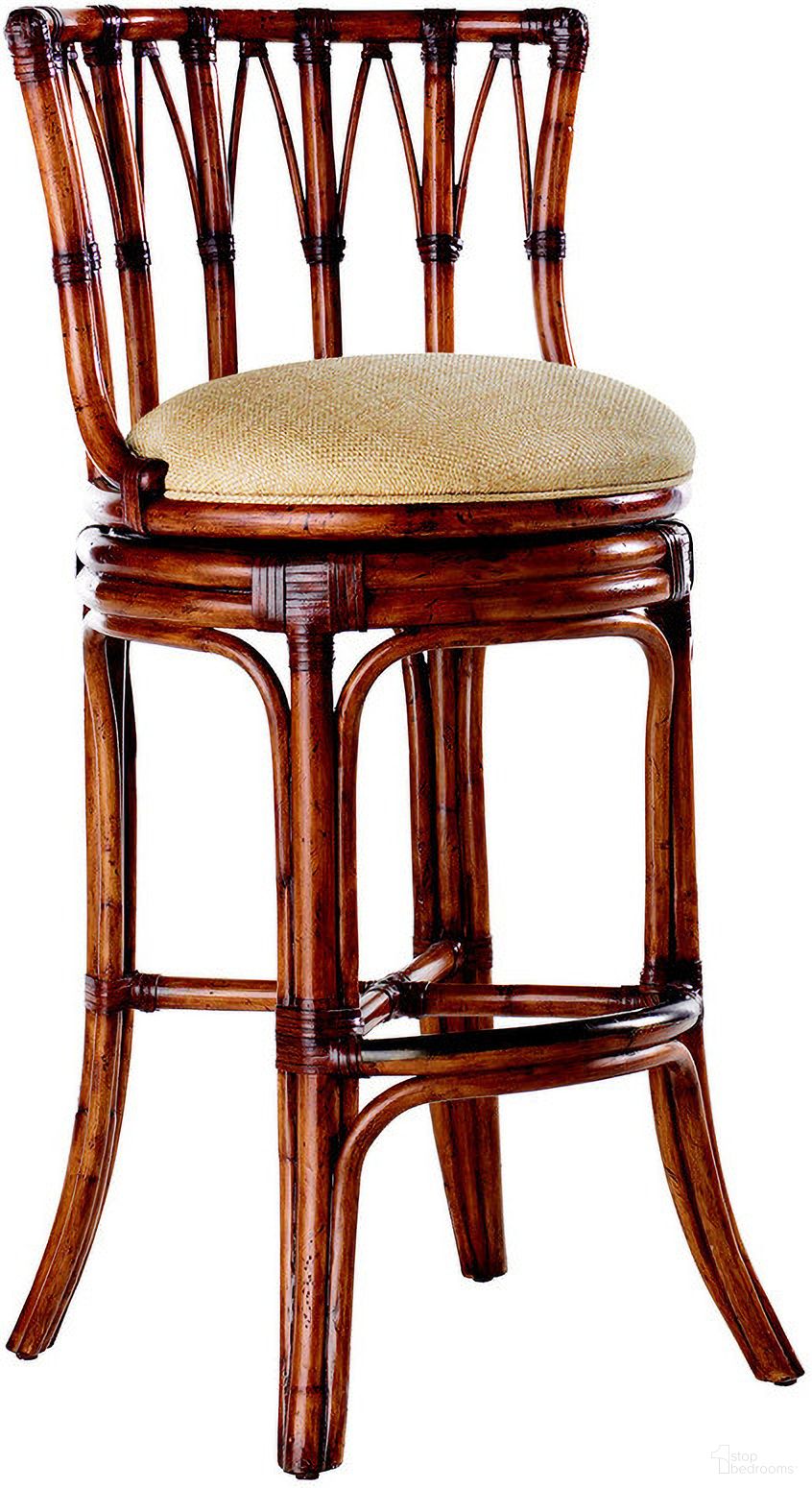 The appearance of Island Estate South Beach Swivel Bar Stool In Plantation designed by Tommy Bahama in the traditional interior design. This plantation piece of furniture was selected by 1StopBedrooms from Island Estate Collection to add a touch of cosiness and style into your home. Sku: 531-816-01. Material: Rattan.