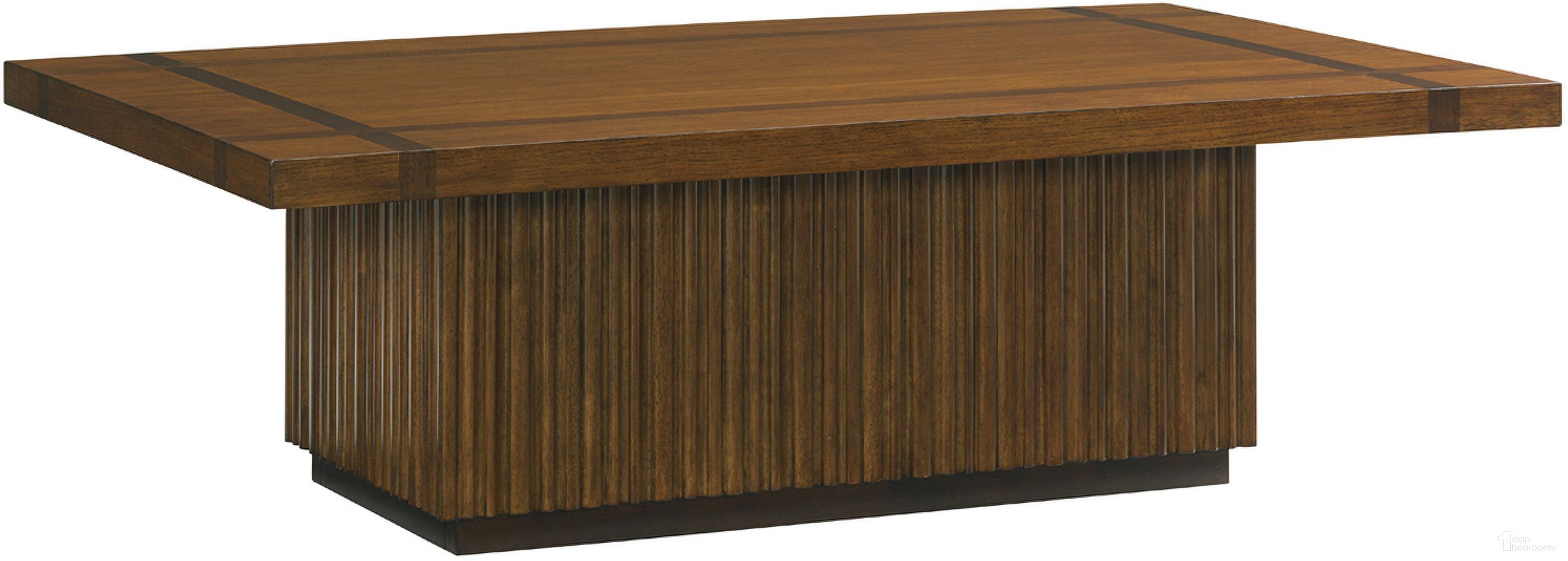 The appearance of Island Fusion Castaway Rectangular Cocktail Table In Sebana designed by Tommy Bahama in the transitional interior design. This sebana piece of furniture was selected by 1StopBedrooms from Island Fusion Collection to add a touch of cosiness and style into your home. Sku: 556-945. Material: Wood.