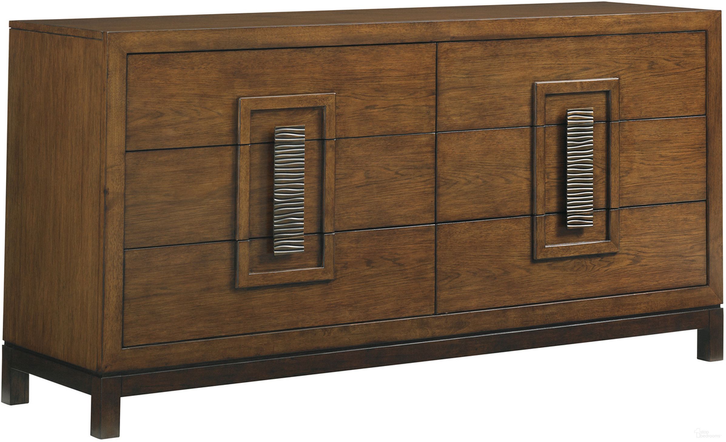 The appearance of Island Fusion Heron Island Double Dresser In Sebana designed by Tommy Bahama in the transitional interior design. This sebana piece of furniture was selected by 1StopBedrooms from Island Fusion Collection to add a touch of cosiness and style into your home. Sku: 556-223. Material: Wood.