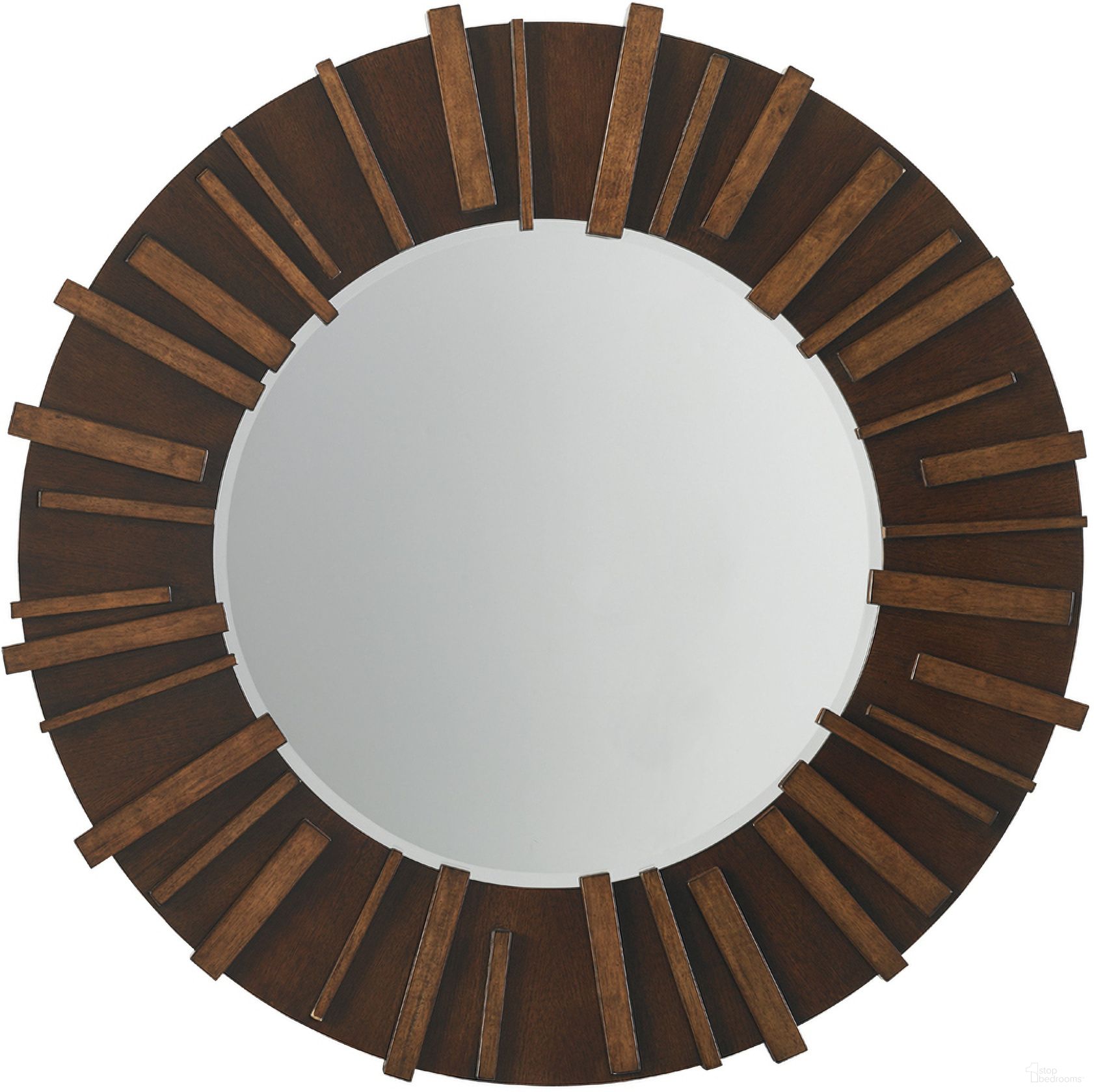 The appearance of Island Fusion Kobe Round Mirror In Sebana designed by Tommy Bahama in the transitional interior design. This sebana piece of furniture was selected by 1StopBedrooms from Island Fusion Collection to add a touch of cosiness and style into your home. Sku: 556-201. Material: Wood.