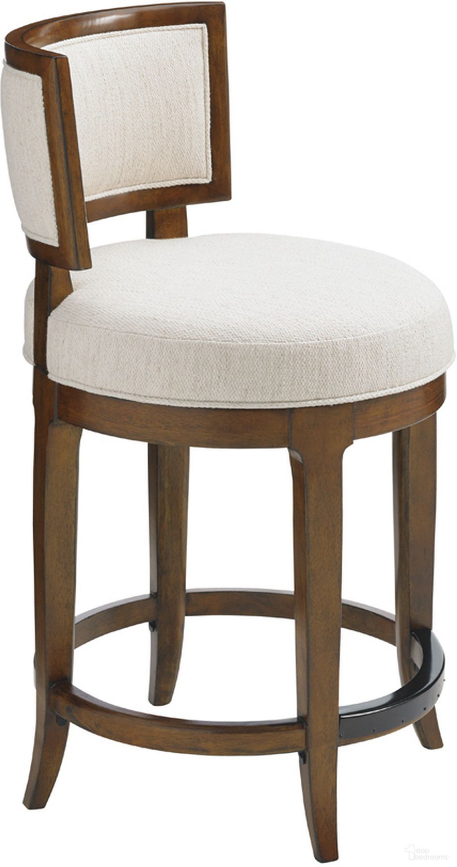 The appearance of Island Fusion Macau Swivel Counter Stool In Sebana designed by Tommy Bahama in the transitional interior design. This sebana piece of furniture was selected by 1StopBedrooms from Island Fusion Collection to add a touch of cosiness and style into your home. Sku: 556-815-02. Material: Wood.