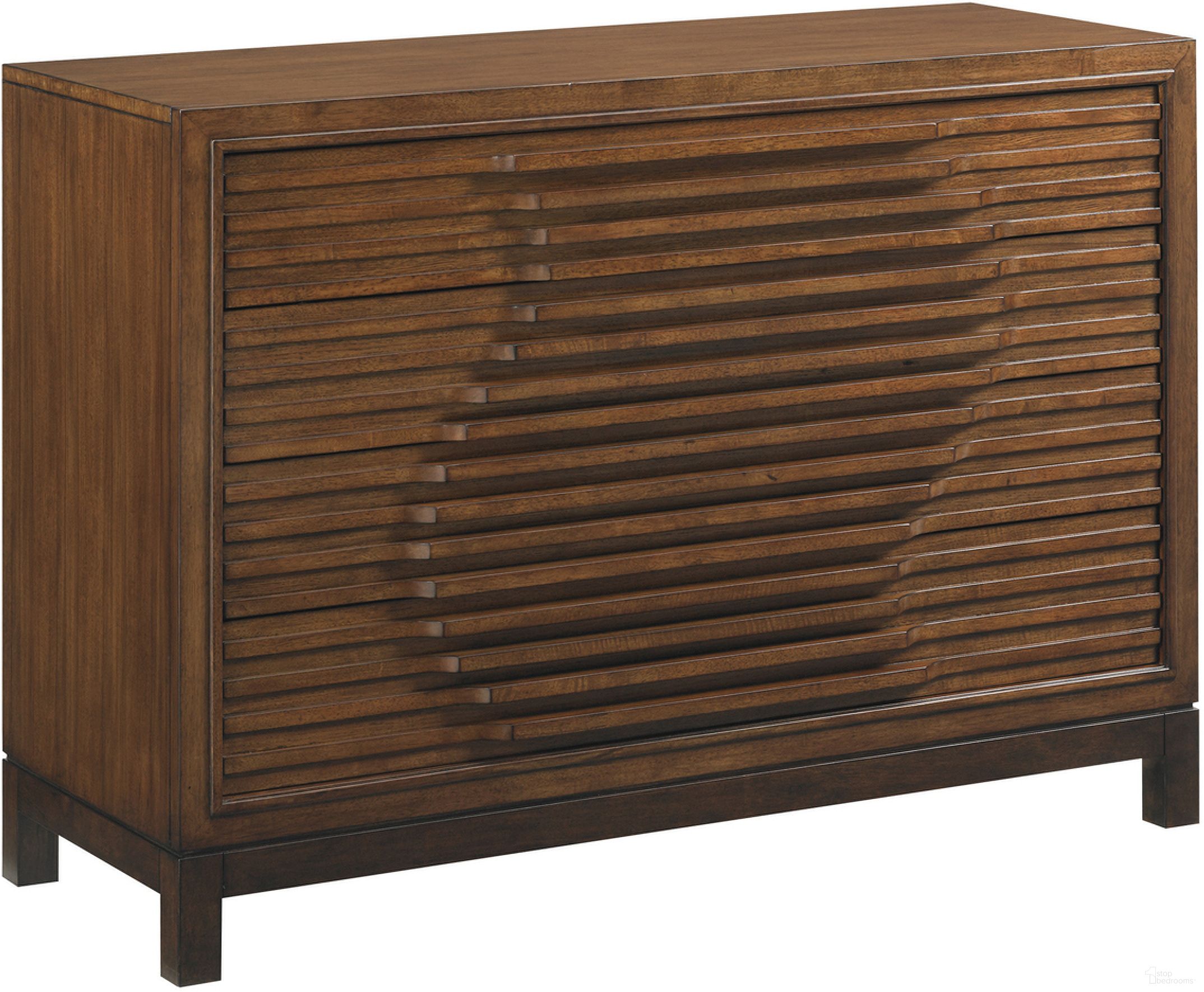 The appearance of Island Fusion Madura Hall Chest In Sebana designed by Tommy Bahama in the transitional interior design. This sebana piece of furniture was selected by 1StopBedrooms from Island Fusion Collection to add a touch of cosiness and style into your home. Sku: 556-973. Material: Wood.