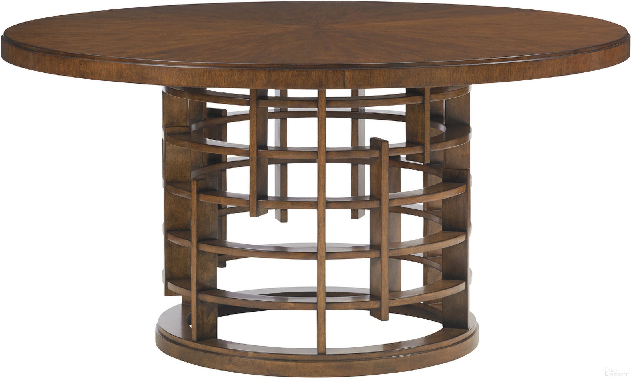 The appearance of Island Fusion Meridien Round Dining Table with Wooden Top In Sebana designed by Tommy Bahama in the modern / contemporary interior design. This sebana piece of furniture was selected by 1StopBedrooms from Island Fusion Collection to add a touch of cosiness and style into your home. Sku: 556-875C. Table Base Style: Pedestal. Table Top Shape: Round. Material: Wood. Size: 60".
