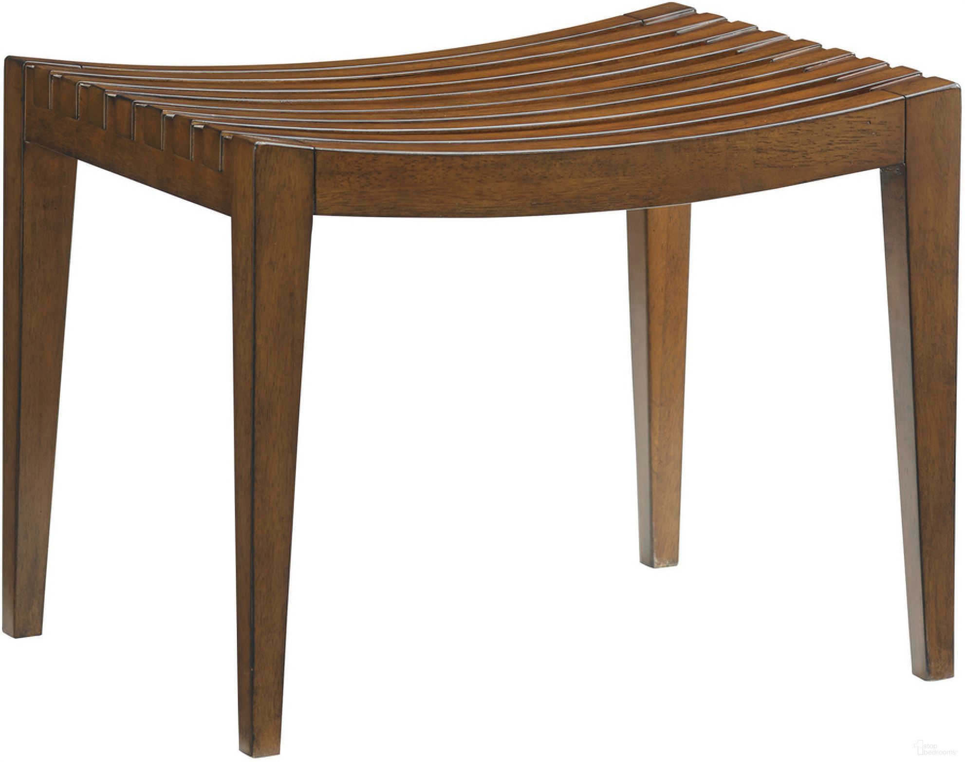 The appearance of Island Fusion Midori Bench In Sebana designed by Tommy Bahama in the transitional interior design. This sebana piece of furniture  was selected by 1StopBedrooms from Island Fusion Collection to add a touch of cosiness and style into your home. Sku: 556-536. Material: Wood.