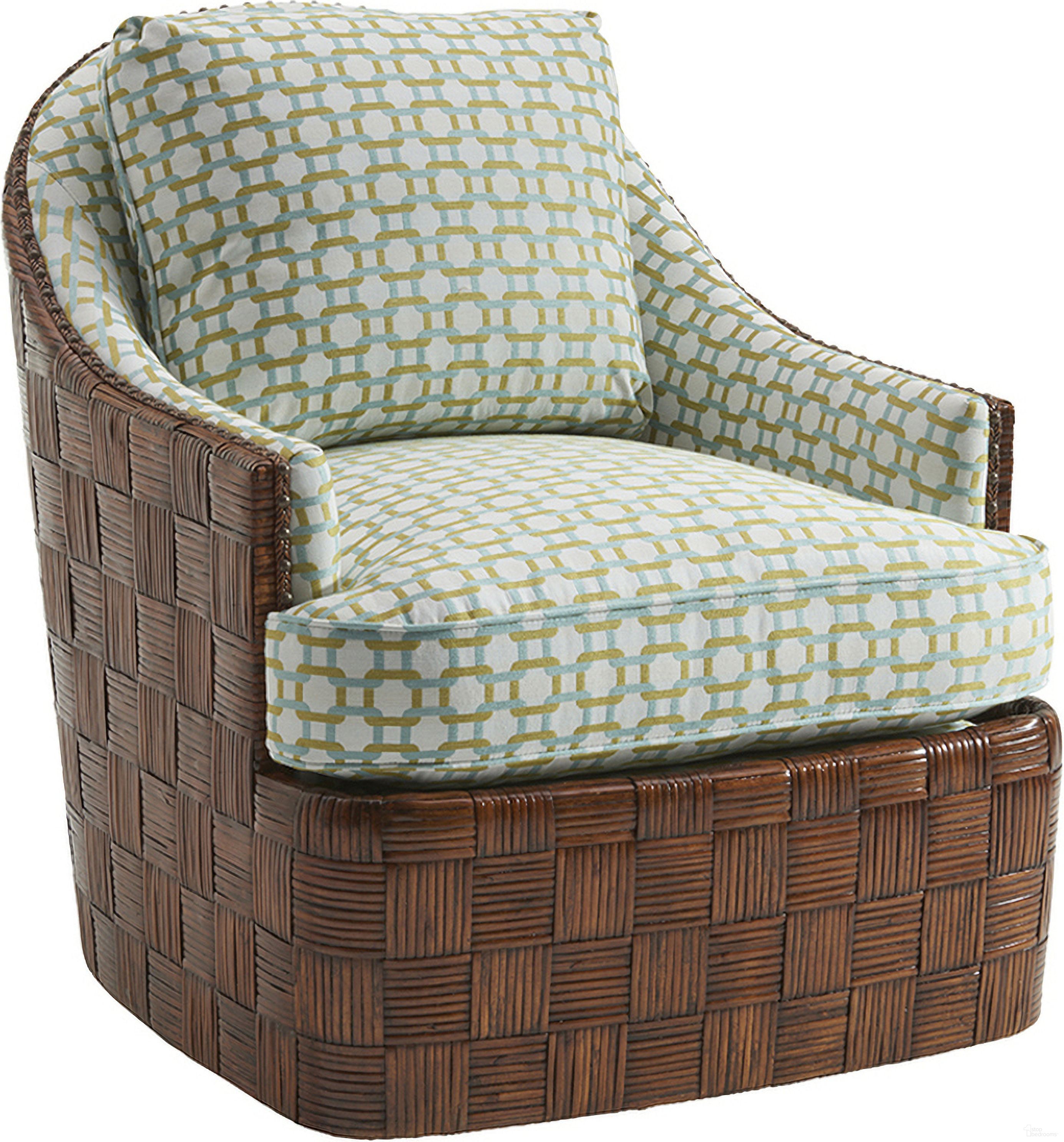 The appearance of Island Fusion Nagano Swivel Chair designed by Tommy Bahama in the modern / contemporary interior design. This multicolor piece of furniture was selected by 1StopBedrooms from Island Fusion Collection to add a touch of cosiness and style into your home. Sku: 1779-11SW-41. Material: Wood.