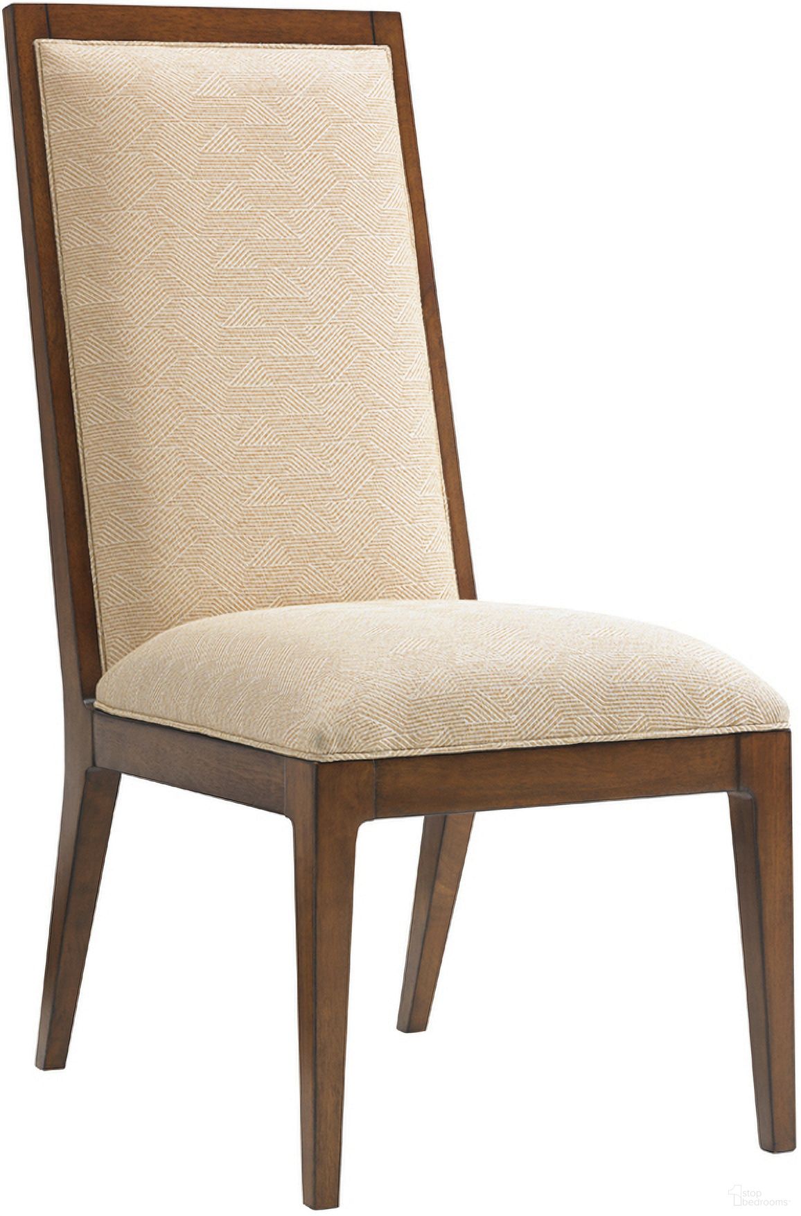 The appearance of Island Fusion Natori Slat Back Side Chair In Sebana designed by Tommy Bahama in the transitional interior design. This sebana piece of furniture was selected by 1StopBedrooms from Island Fusion Collection to add a touch of cosiness and style into your home. Sku: 556-880-01. Material: Wood. Chair Type: Side Chair.