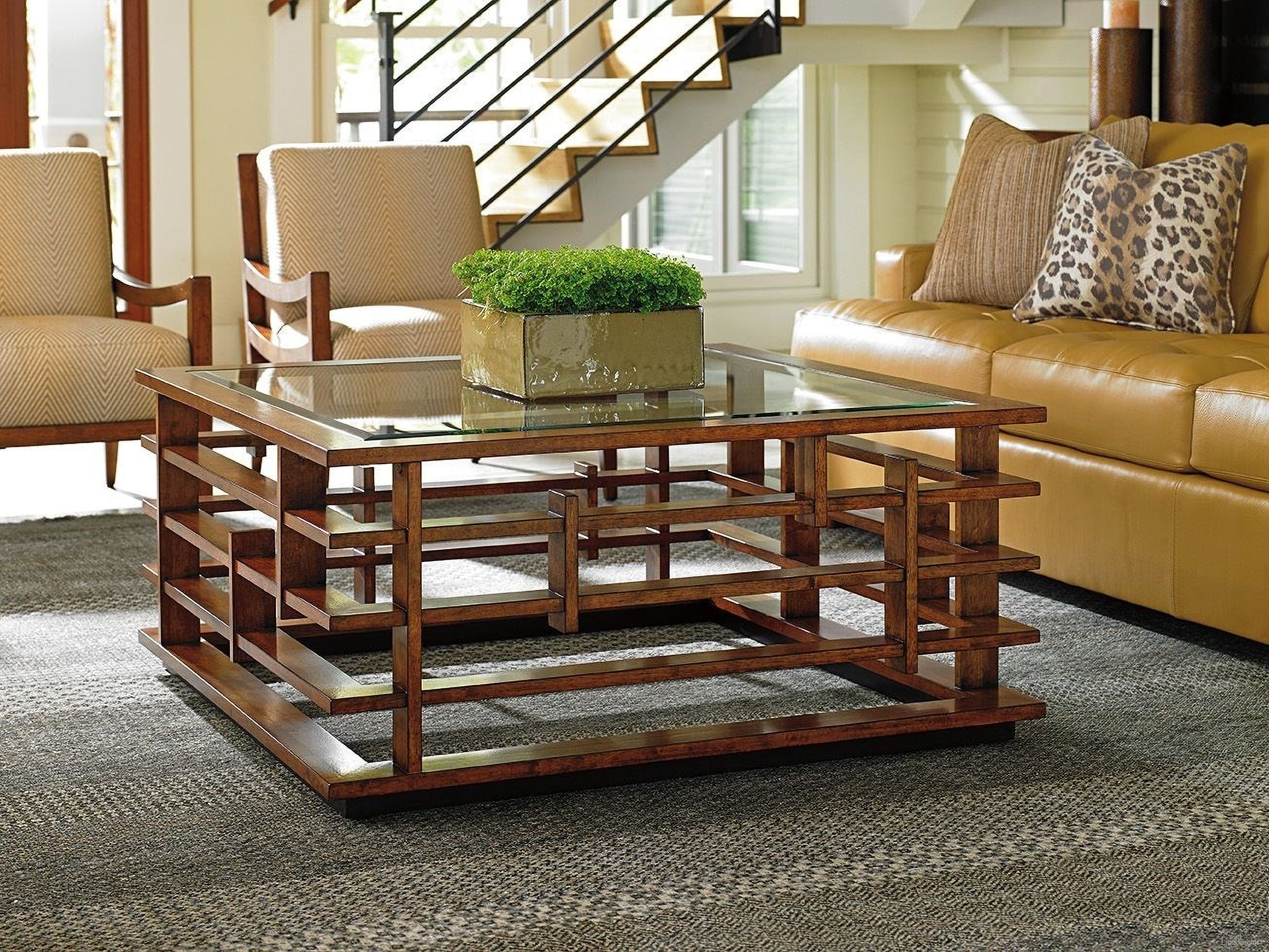 The appearance of Island Fusion Nobu Square Occasional Table Set designed by Tommy Bahama in the transitional interior design. This sebana piece of furniture  was selected by 1StopBedrooms from Island Fusion Collection to add a touch of cosiness and style into your home. Sku: 556-943;556-954. Material: Wood.