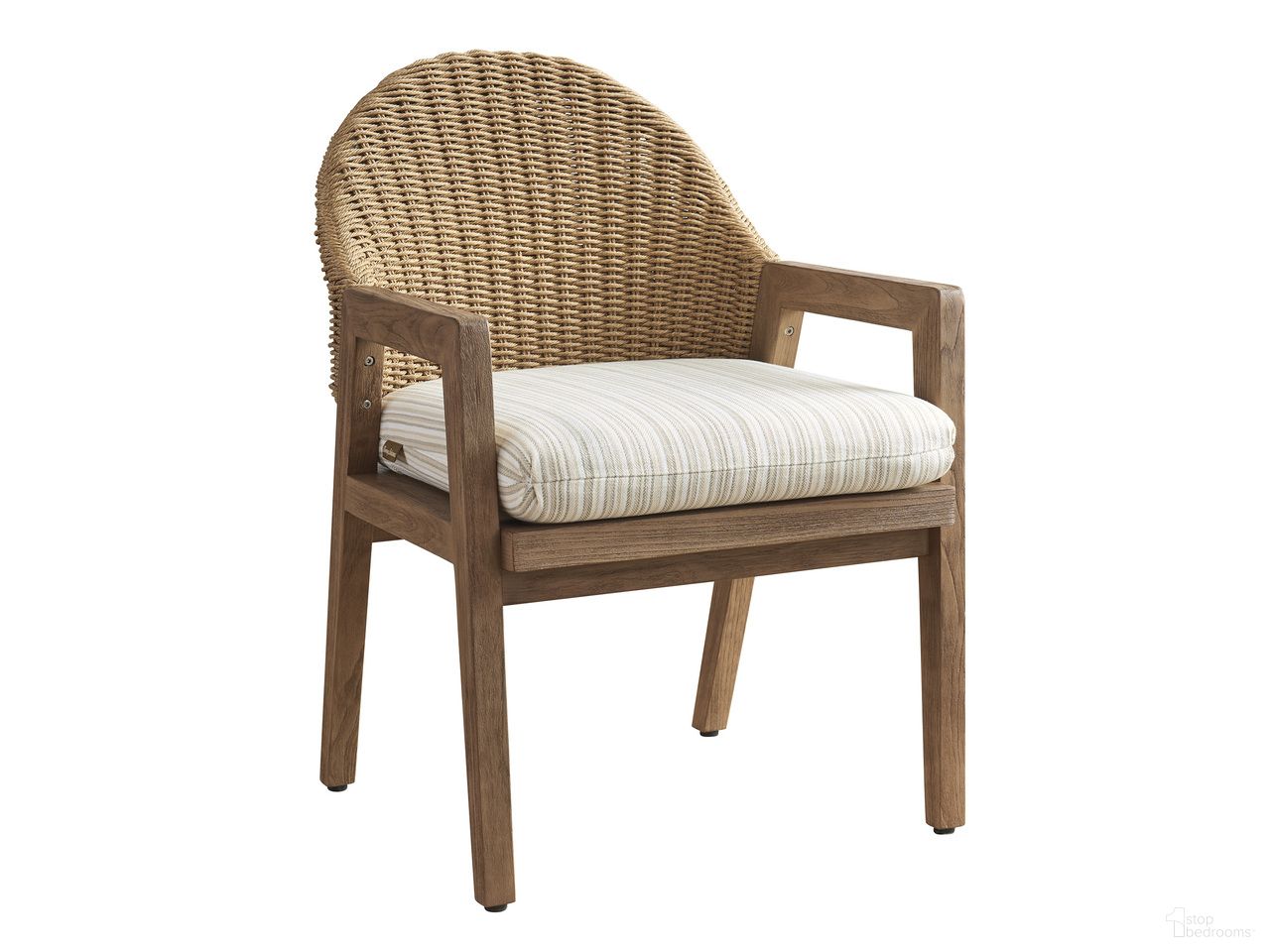 The appearance of Isle Of Palms Arm Dining Chair designed by Tommy Bahama in the transitional interior design. This beige/tan piece of furniture  was selected by 1StopBedrooms from Isle Of Palms Collection to add a touch of cosiness and style into your home. Sku: 3380-13-60. Material: Fabric.