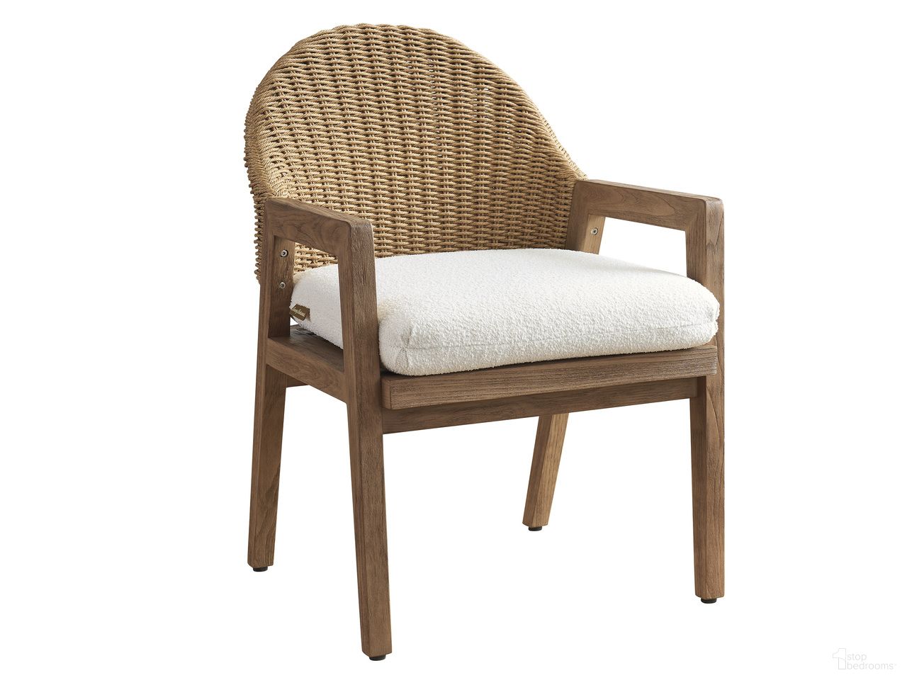 The appearance of Isle Of Palms Arm Dining Chair designed by Tommy Bahama in the transitional interior design. This ivory and white piece of furniture  was selected by 1StopBedrooms from Isle Of Palms Collection to add a touch of cosiness and style into your home. Sku: 3380-13-61. Material: Fabric.