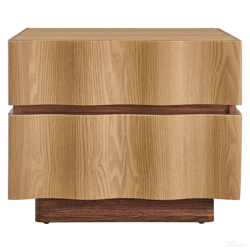 Isola 2 Drawer Nightstand In Walnut and Light Oak