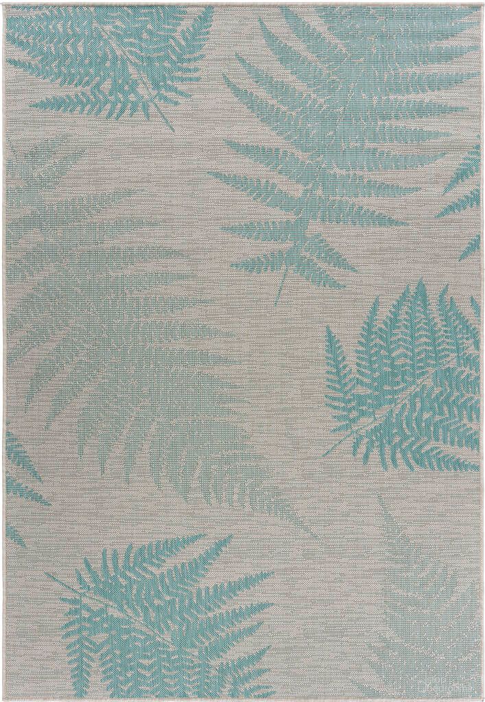 Isola 5'3" x 7'3" Fallen Fern Indoor/Outdoor Rug In Teal and Cream