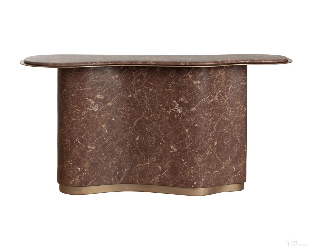 Isola Marble Look Console Table In Mocha