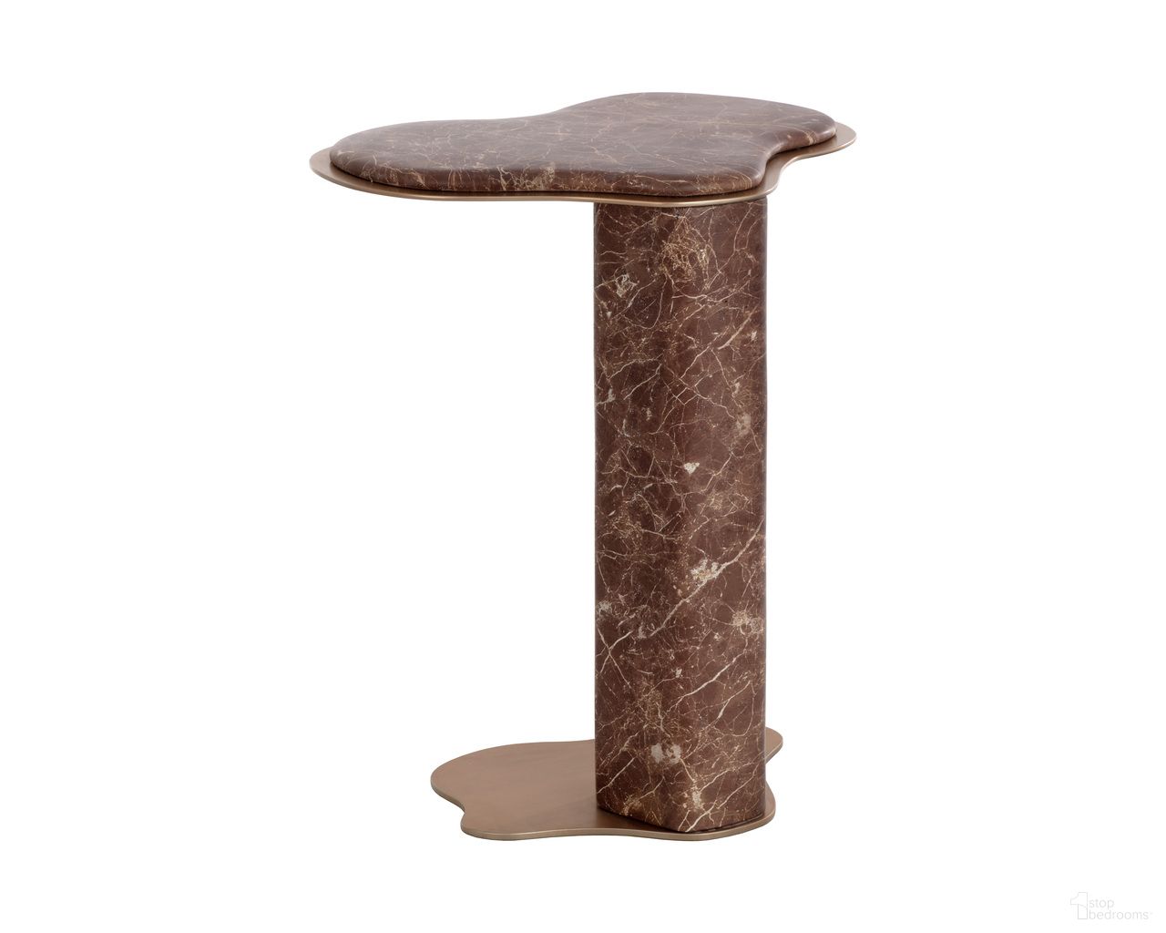 Isola Marble Look End Table In Mocha