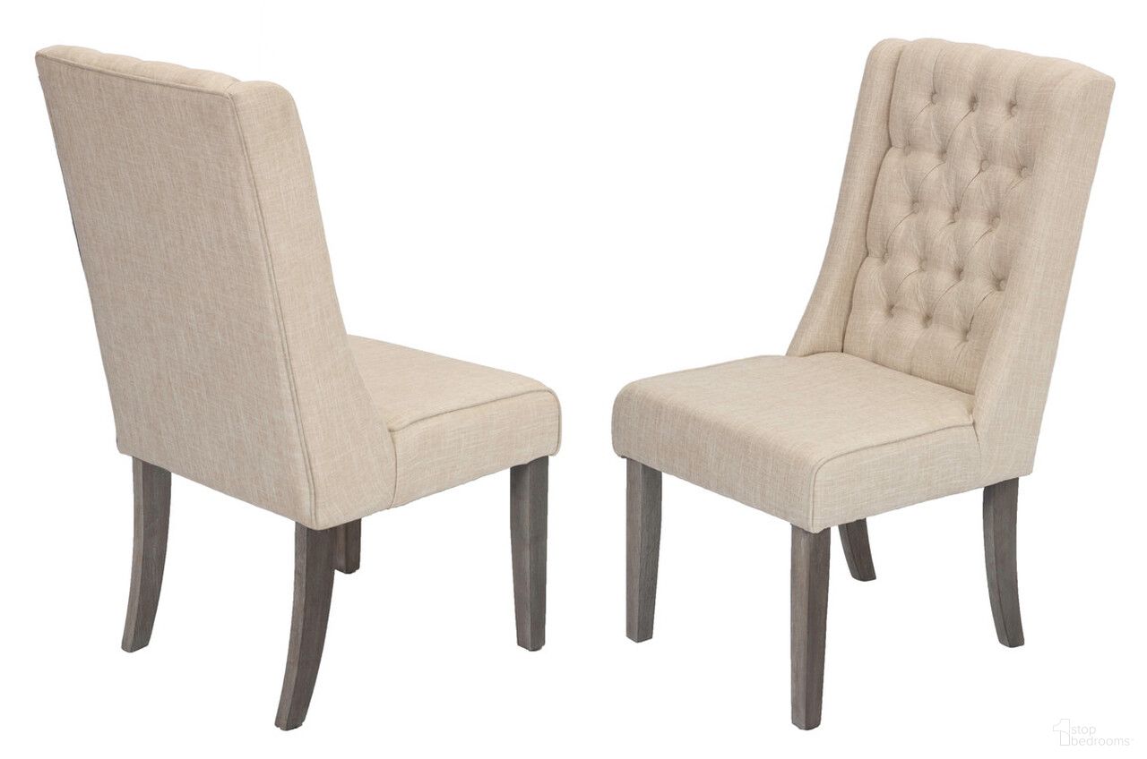 The appearance of Israel Dining Chairs Set of 2 with Tufted Seats In Beige Linen and Rustic Gray designed by Best Quality Furniture in the traditional interior design. This beige and rustic gray piece of furniture  was selected by 1StopBedrooms from Israel Collection to add a touch of cosiness and style into your home. Sku: D25-SC2. Material: Wood. Chair Type: Side Chair.