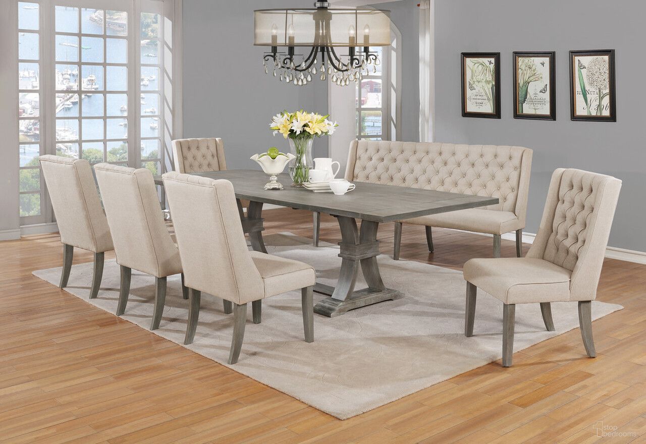 Israel Dining Room Set In Rustic Gray Wood