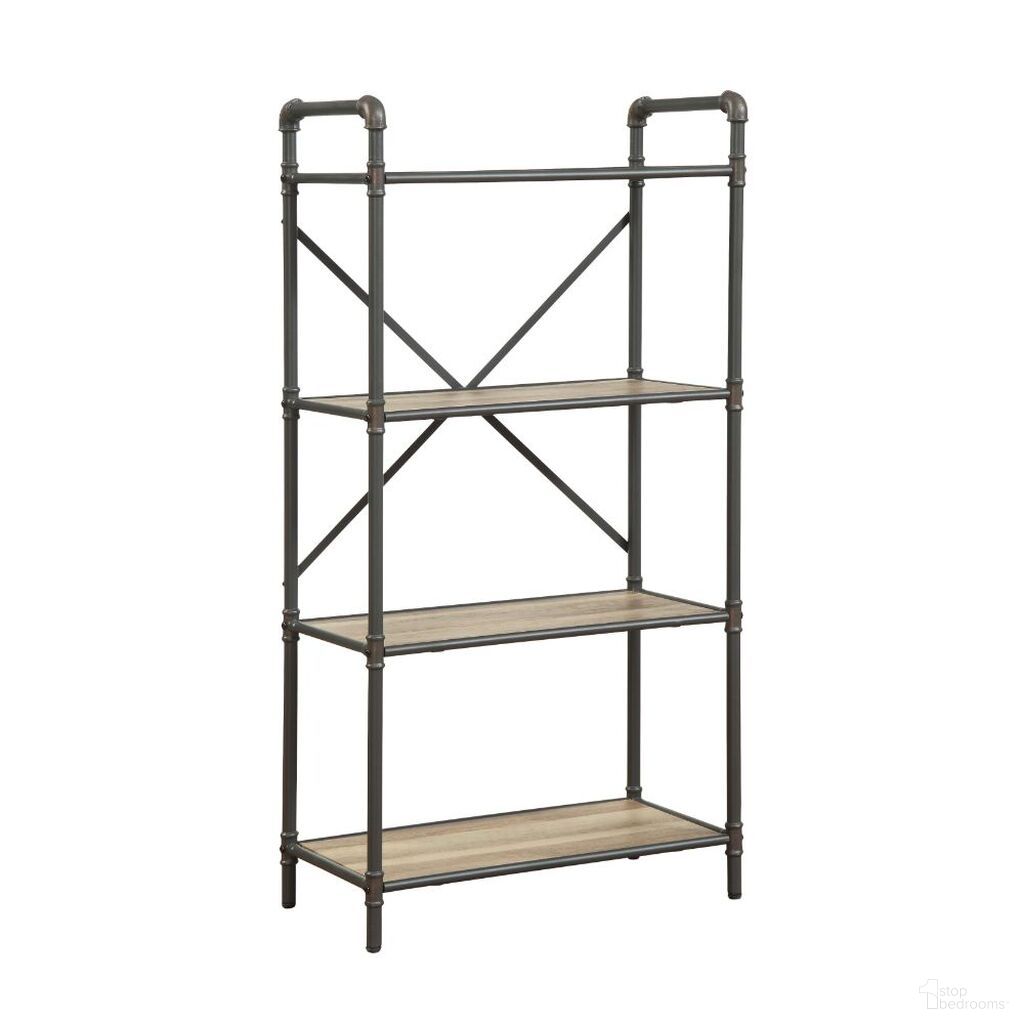 The appearance of Itzel Antique Oak and Sandy Gray 4 Shelf Bookshelf designed by ACME in the industrial interior design. This gray piece of furniture was selected by 1StopBedrooms from Itzel Collection to add a touch of cosiness and style into your home. Sku: 97163. Material: Wood.