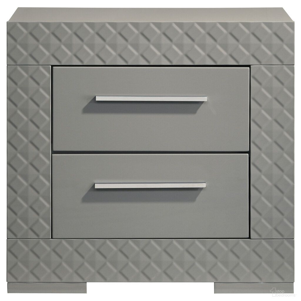 The appearance of Ives 2-Drawer Nightstand Bedside Table In Grey High Gloss designed by Coaster in the modern / contemporary interior design. This grey high gloss piece of furniture was selected by 1StopBedrooms from Ives Collection to add a touch of cosiness and style into your home. Sku: 224972. Material: MDF.