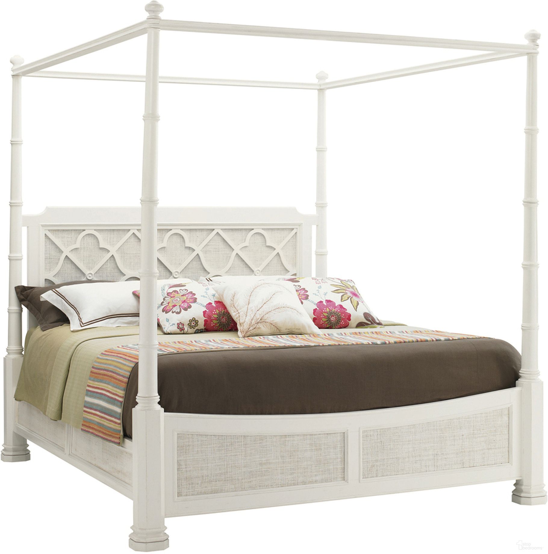 The appearance of Ivory Key Southampton Queen Poster Bed In Somers Isle designed by Tommy Bahama in the transitional interior design. This somers isle piece of furniture  was selected by 1StopBedrooms from Ivory Key Collection to add a touch of cosiness and style into your home. Sku: 543-173C. Bed Type: Poster Bed. Material: Glass. Bed Size: Queen.