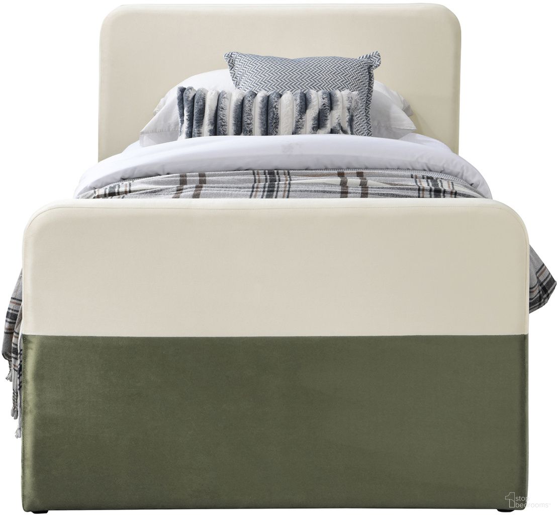 Ivy Velvet Twin Trundle and Storage Bed In Olive