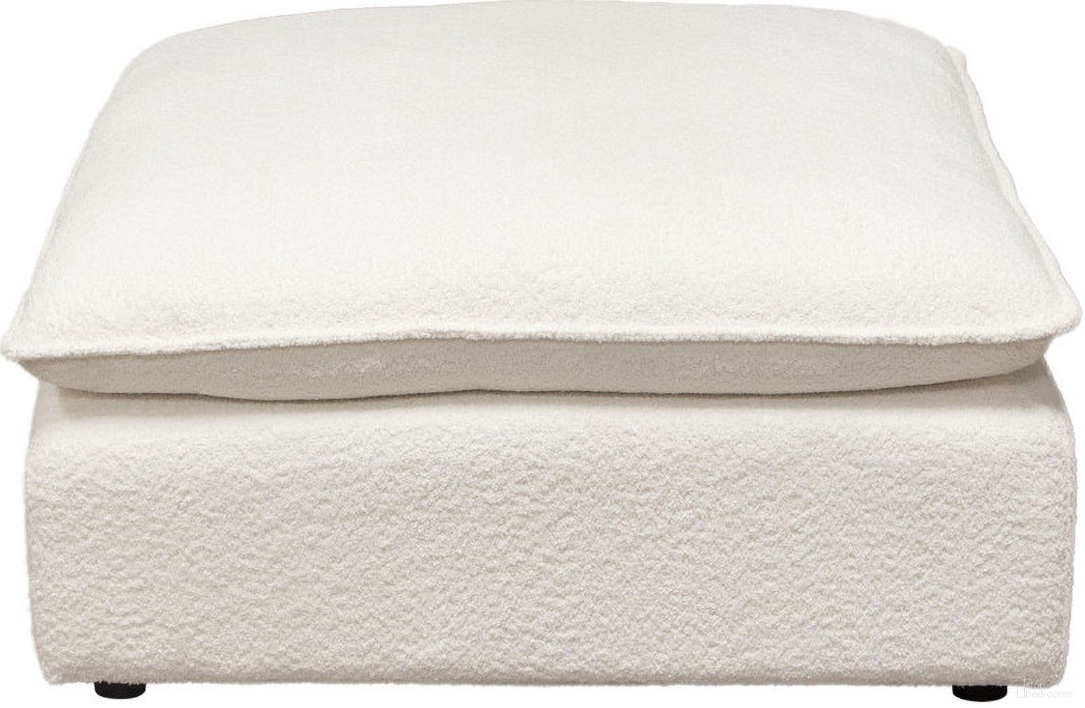 The appearance of Ivy Square Ottoman In White Faux Shearling With Feather Down Seating designed by Diamond Sofa in the modern / contemporary interior design. This white piece of furniture was selected by 1StopBedrooms from Ivy Collection to add a touch of cosiness and style into your home. Sku: IVYOTWH. Material: Fabric.