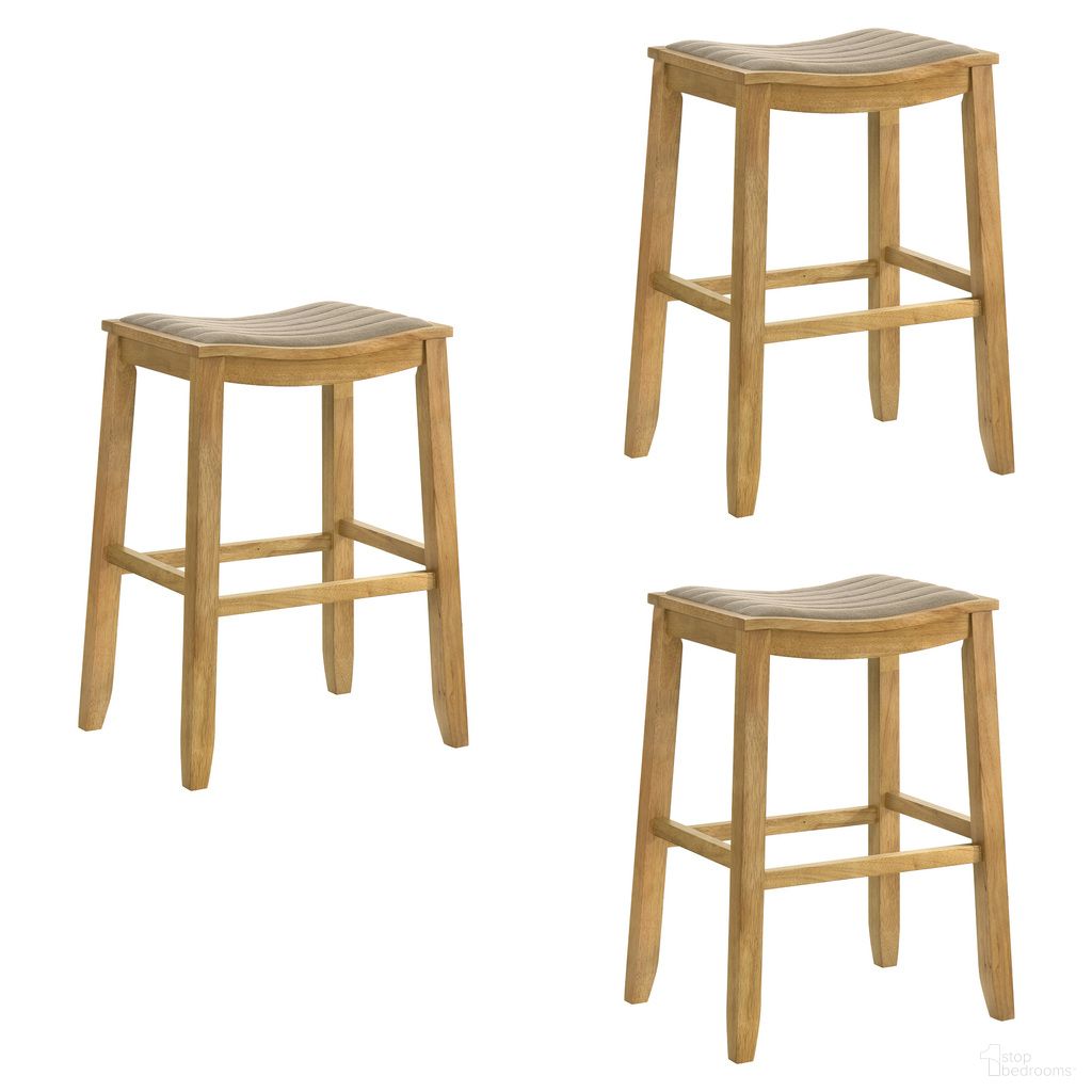 Iyani Bar Height Bar Stool Set of 3 In Amber Glow and Twilight Taupe