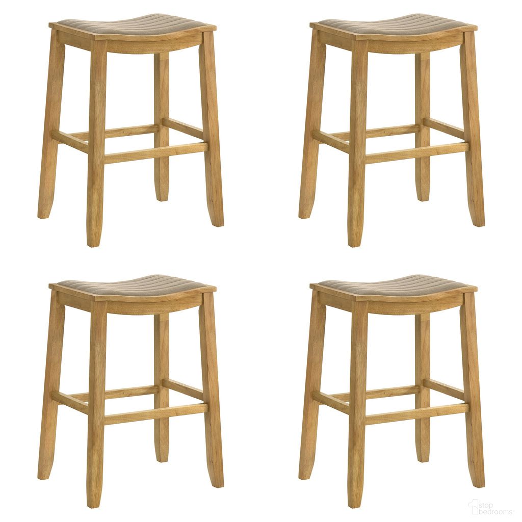 Iyani Bar Height Bar Stool Set of 4 In Amber Glow and Twilight Taupe