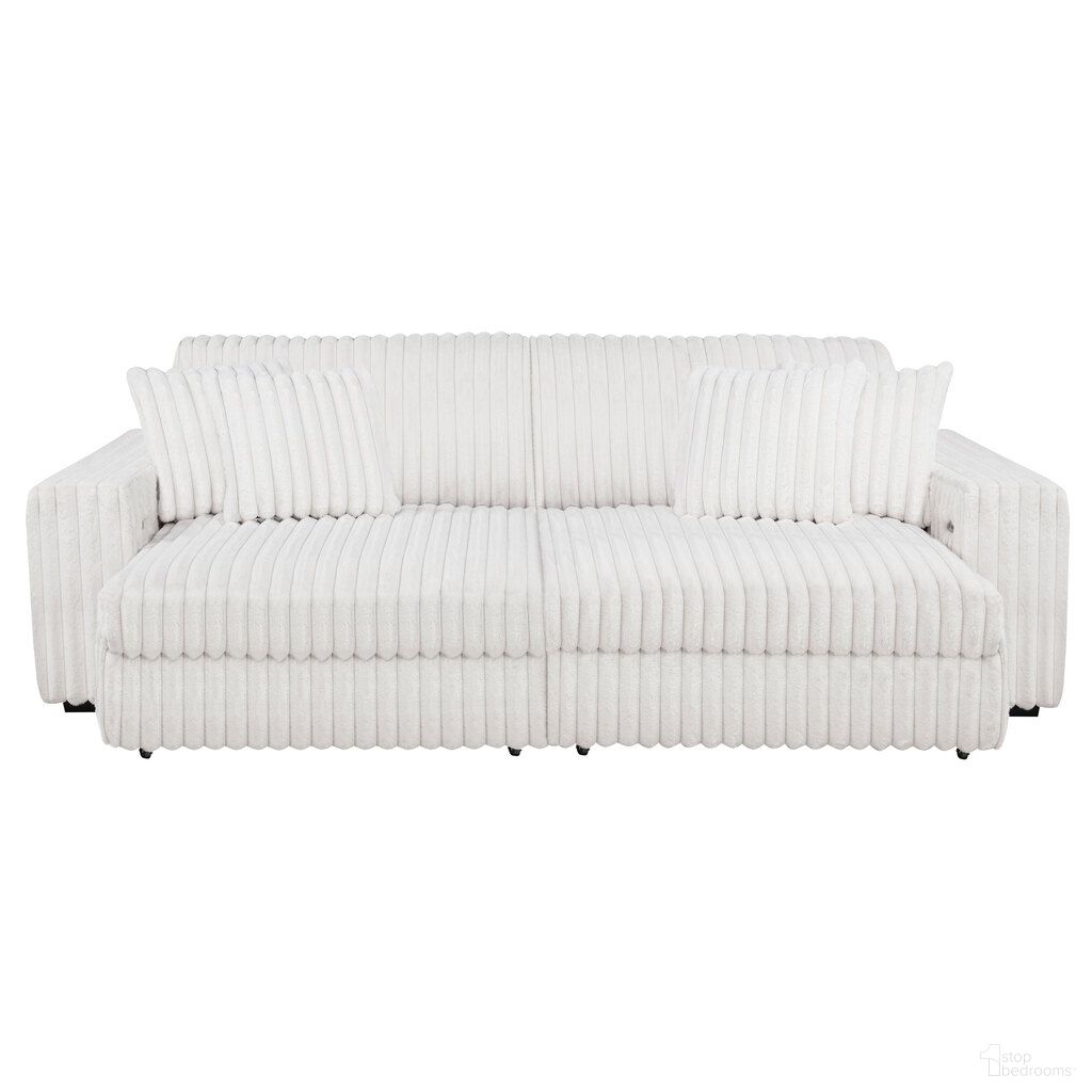 The appearance of Jacana Corduroy Upholstered Dual Power Chaise Sofa In Ivory designed by Coaster in the transitional interior design. This ivory piece of furniture was selected by 1StopBedrooms from Jacana Collection to add a touch of cosiness and style into your home. Sku: 600535PB1;600535PB2. Material: Fabric.