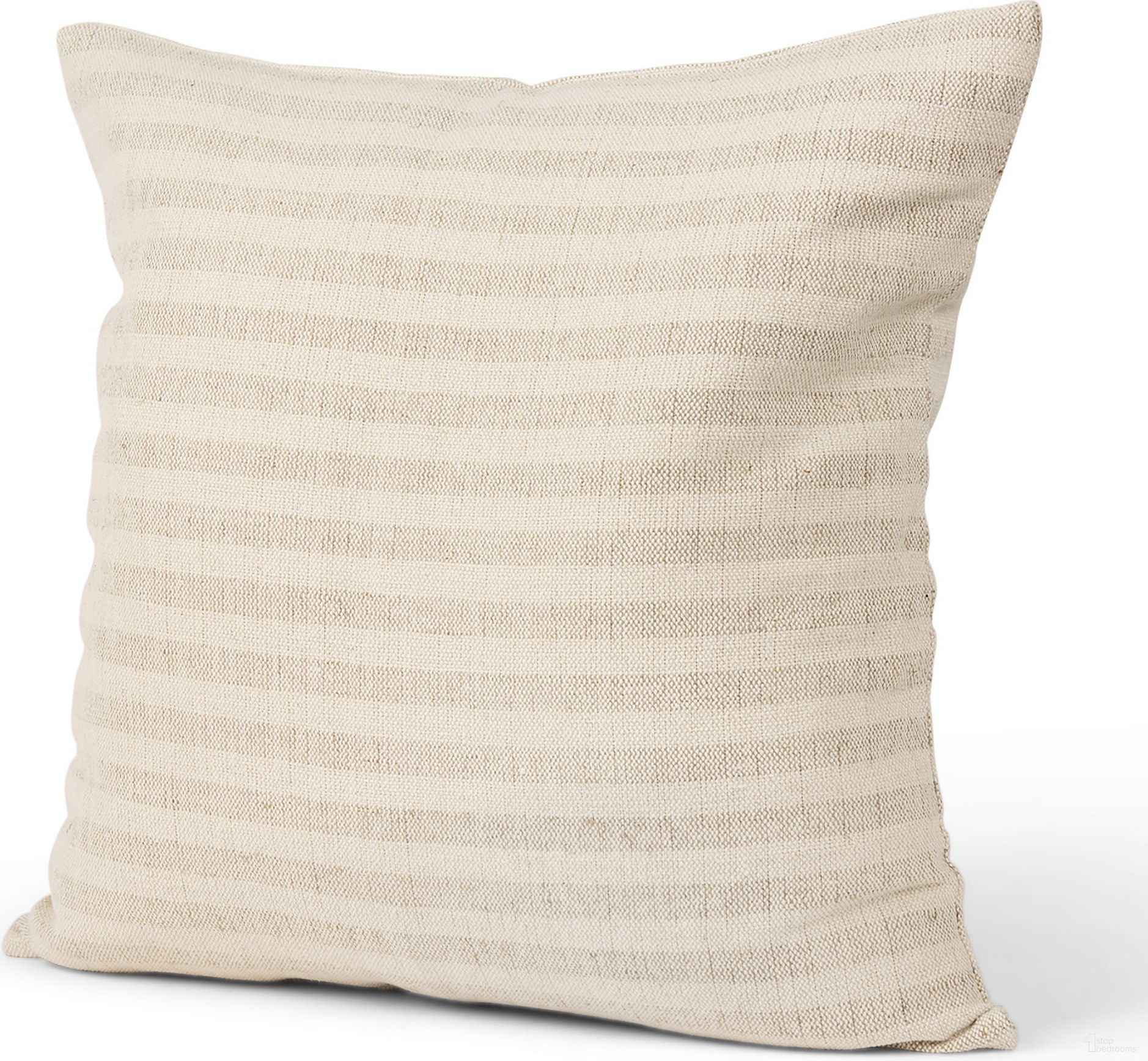Jace Beige Stripe Linen Cotton Square Decorative Pillow Cover In Cream