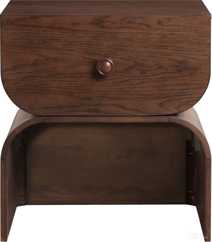 The appearance of Jace Night Stand In Brown designed by Meridian in the modern / contemporary interior design. This brown piece of furniture  was selected by 1StopBedrooms from Jace Collection to add a touch of cosiness and style into your home. Sku: 383Brown-NS. Material: Oak Veneer.