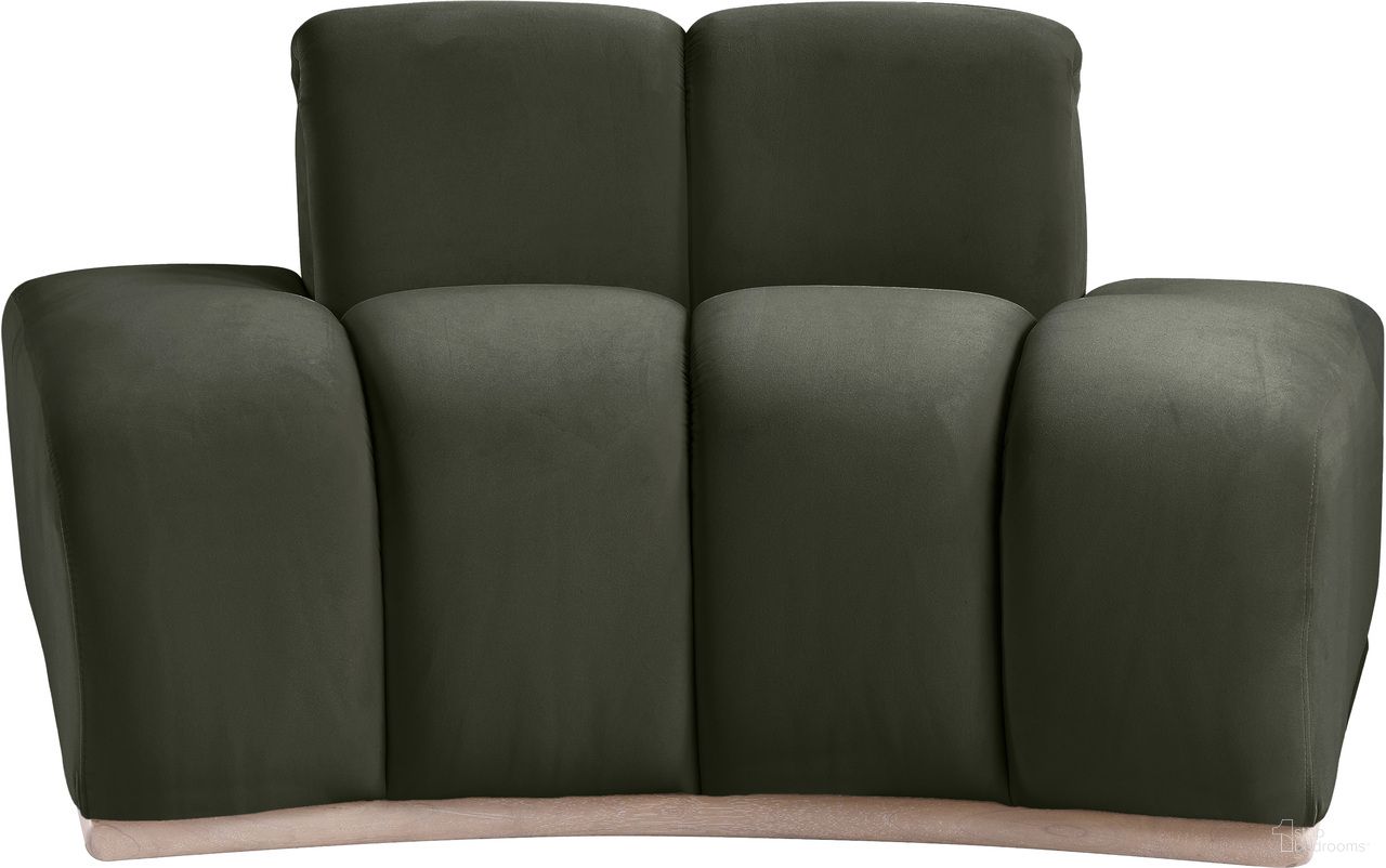 The appearance of Jace Velvet Chair In Green and Natural designed by Meridian in the modern / contemporary interior design. This green and natural piece of furniture  was selected by 1StopBedrooms from Jace Collection to add a touch of cosiness and style into your home. Sku: 44093Green-C. Material: Velvet.