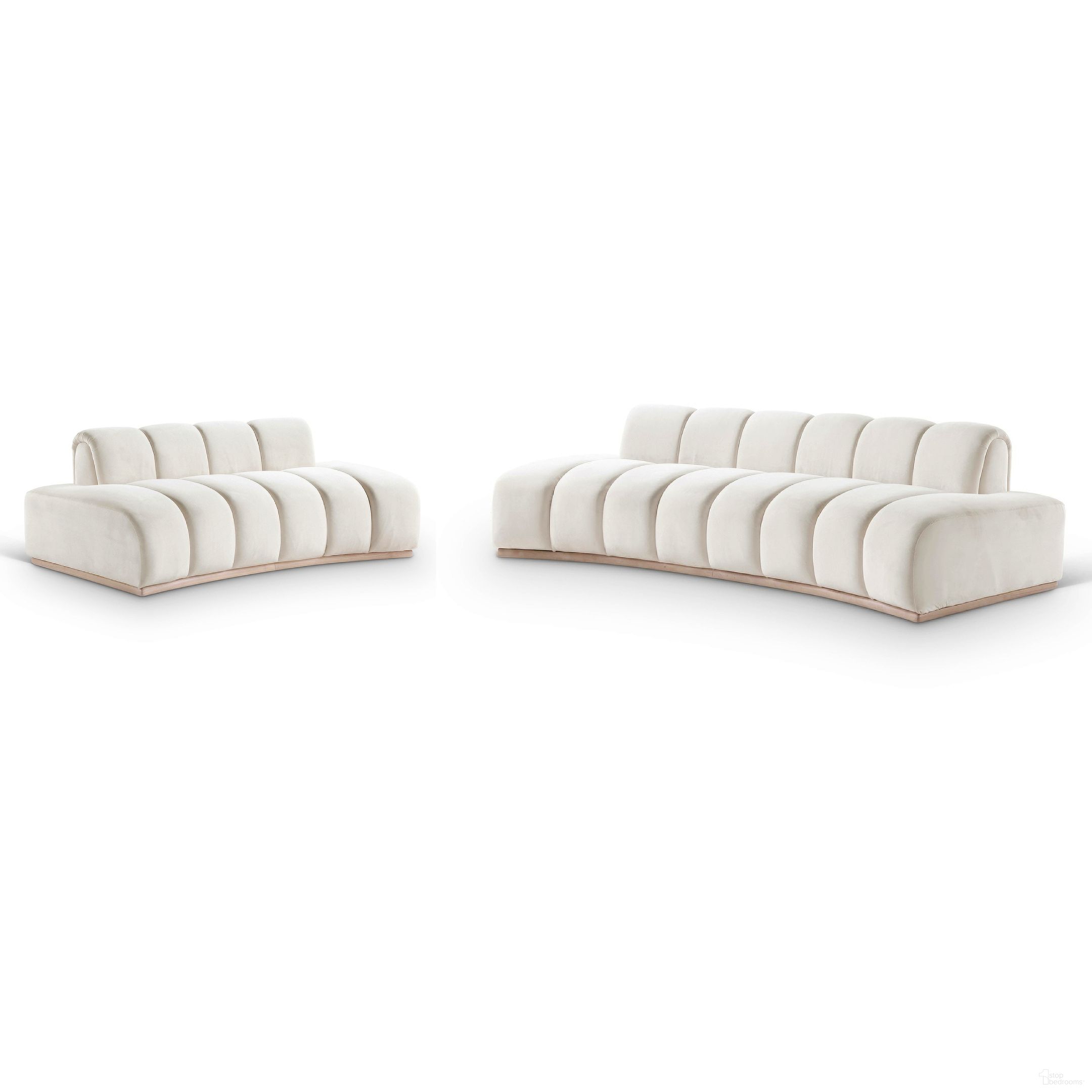 The appearance of Jace Velvet Living Room Set In Natural and Cream designed by Meridian in the modern / contemporary interior design. This natural/cream piece of furniture was selected by 1StopBedrooms from Jace Collection to add a touch of cosiness and style into your home. Sku: 44093Cream-S;44093Cream-L. Material: Velvet.