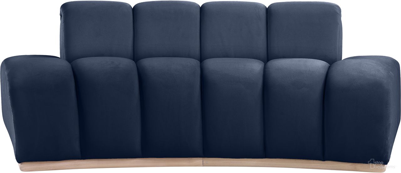 The appearance of Jace Velvet Loveseat In Navy and Natural designed by Meridian in the modern / contemporary interior design. This navy and natural piece of furniture was selected by 1StopBedrooms from Jace Collection to add a touch of cosiness and style into your home. Sku: 44093Navy-L. Material: Velvet.