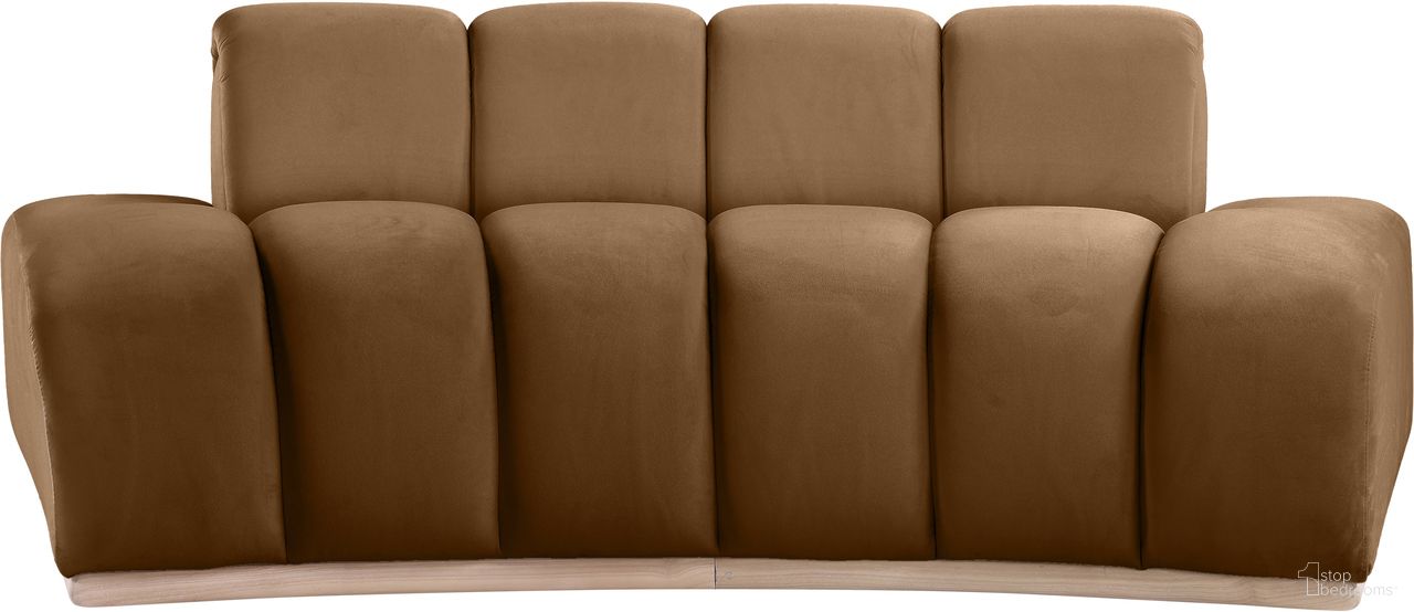 The appearance of Jace Velvet Loveseat In Saddle and Natural designed by Meridian in the modern / contemporary interior design. This saddle and natural piece of furniture was selected by 1StopBedrooms from Jace Collection to add a touch of cosiness and style into your home. Sku: 44093Saddle-L. Material: Velvet.