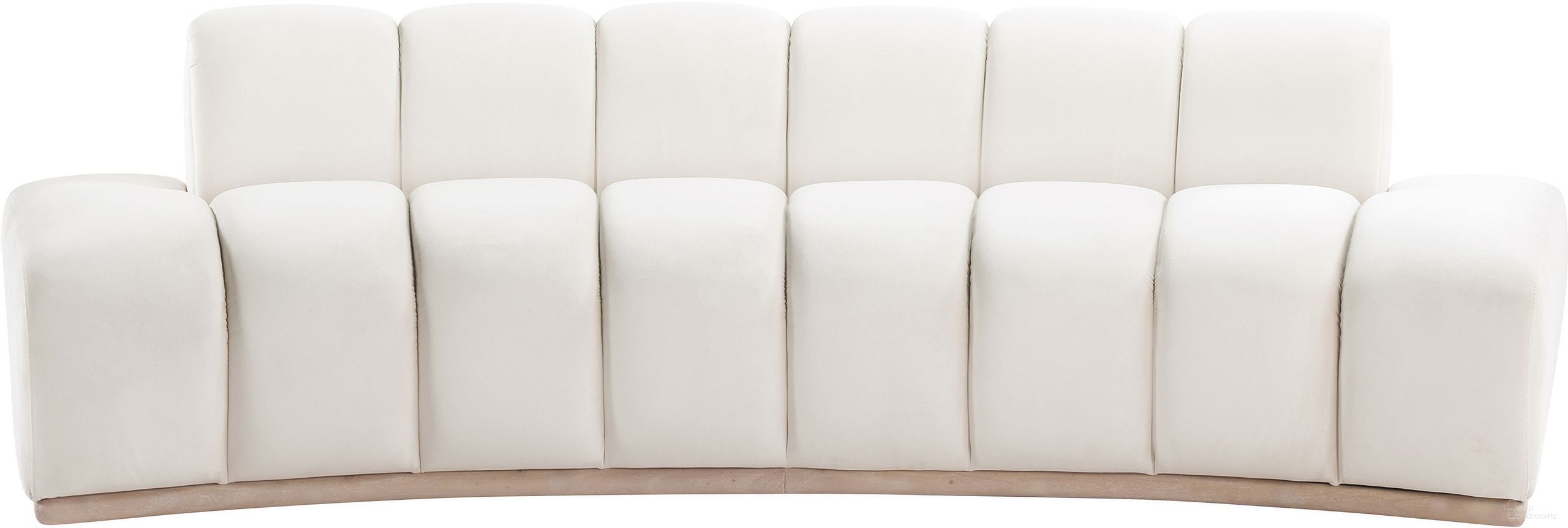 The appearance of Jace Velvet Sofa In Natural and Cream designed by Meridian in the modern / contemporary interior design. This natural/cream piece of furniture was selected by 1StopBedrooms from Jace Collection to add a touch of cosiness and style into your home. Sku: 44093Cream-S. Material: Velvet.