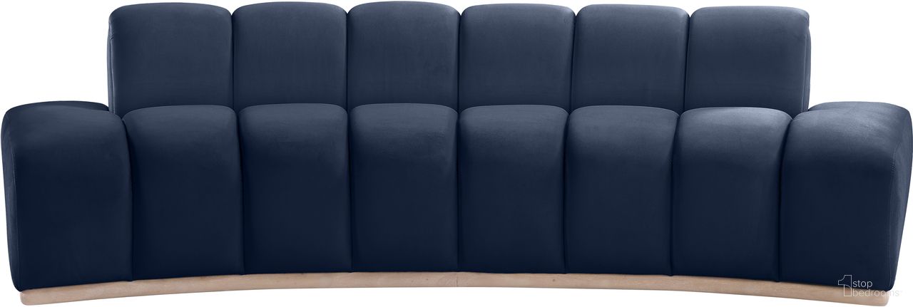 The appearance of Jace Velvet Sofa In Navy and Natural designed by Meridian in the modern / contemporary interior design. This navy and natural piece of furniture was selected by 1StopBedrooms from Jace Collection to add a touch of cosiness and style into your home. Sku: 44093Navy-S. Material: Velvet.